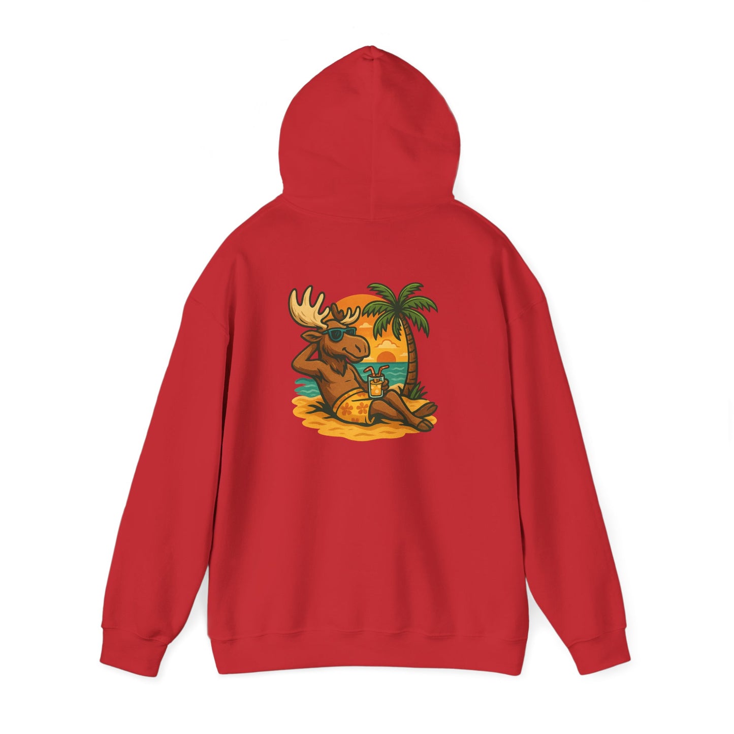 Hoodie — Relaxing Moose Beach Sunset Graphic Hooded Sweatshirt
