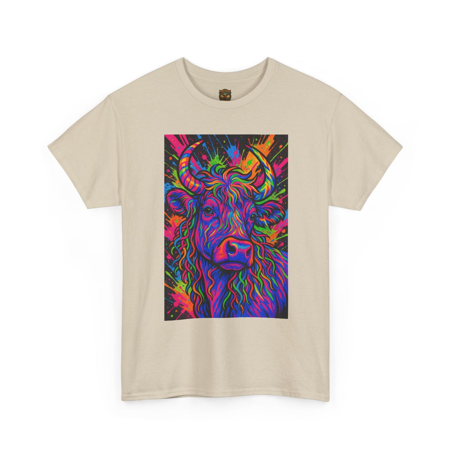 Psycadelic Highland Cow T-Shirt | Retro Rainbow Cow Art 1