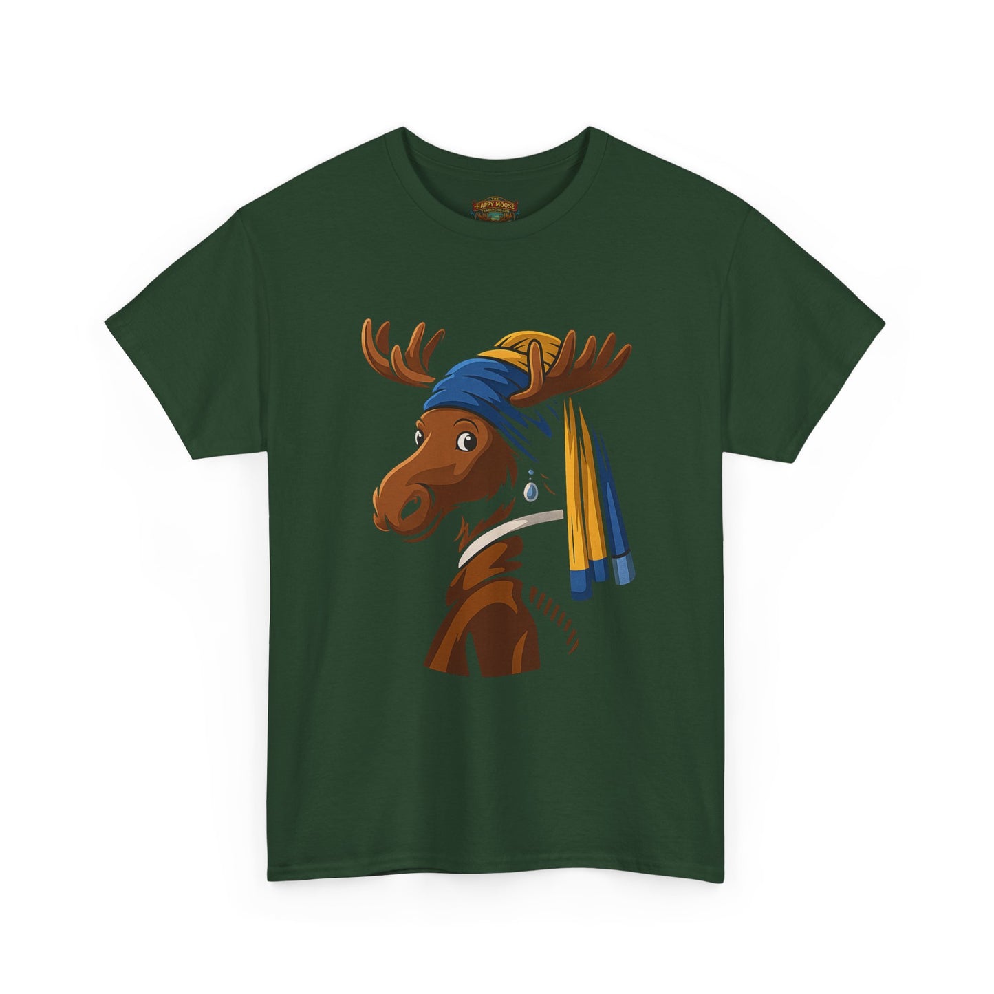 The Moose With The Pearl Earring Graphic Tee — Playful Moose with Headwrap T-Shirt