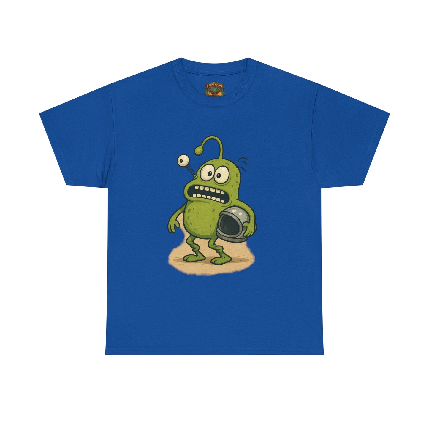 Green Alien Cartoon Tee | Funny Space Monster Illustration
