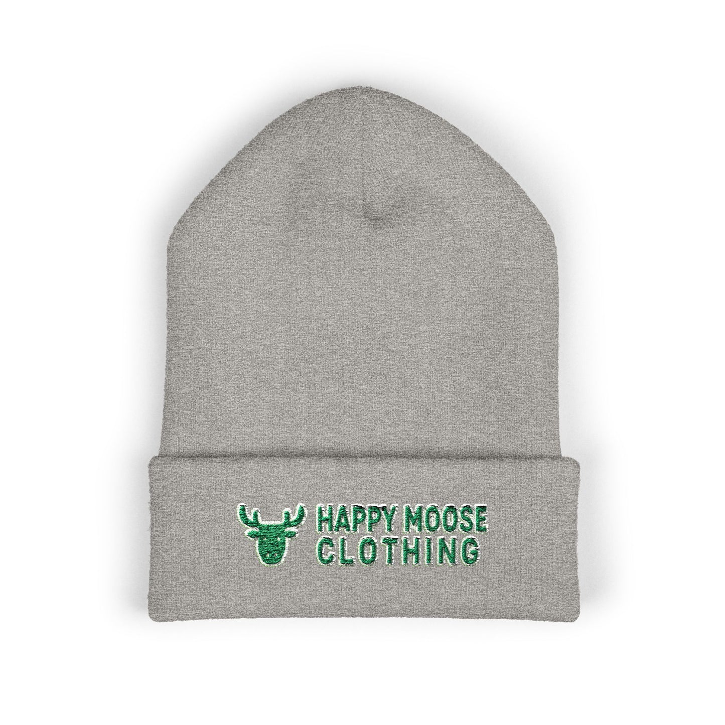 Happy Moose Embroidered Cuffed Beanie