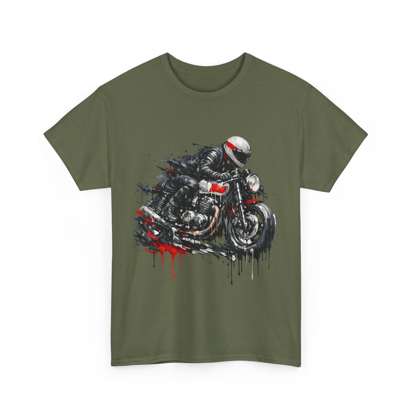 Motorcycle Racer T-Shirt Speed Rider Graphic Drip Street Art Biker Tee EBC09