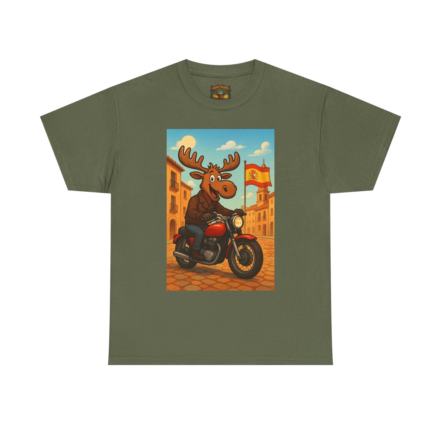 Happy Moose on a Motorcycle T-Shirt | Vintage Biker Animal Tee