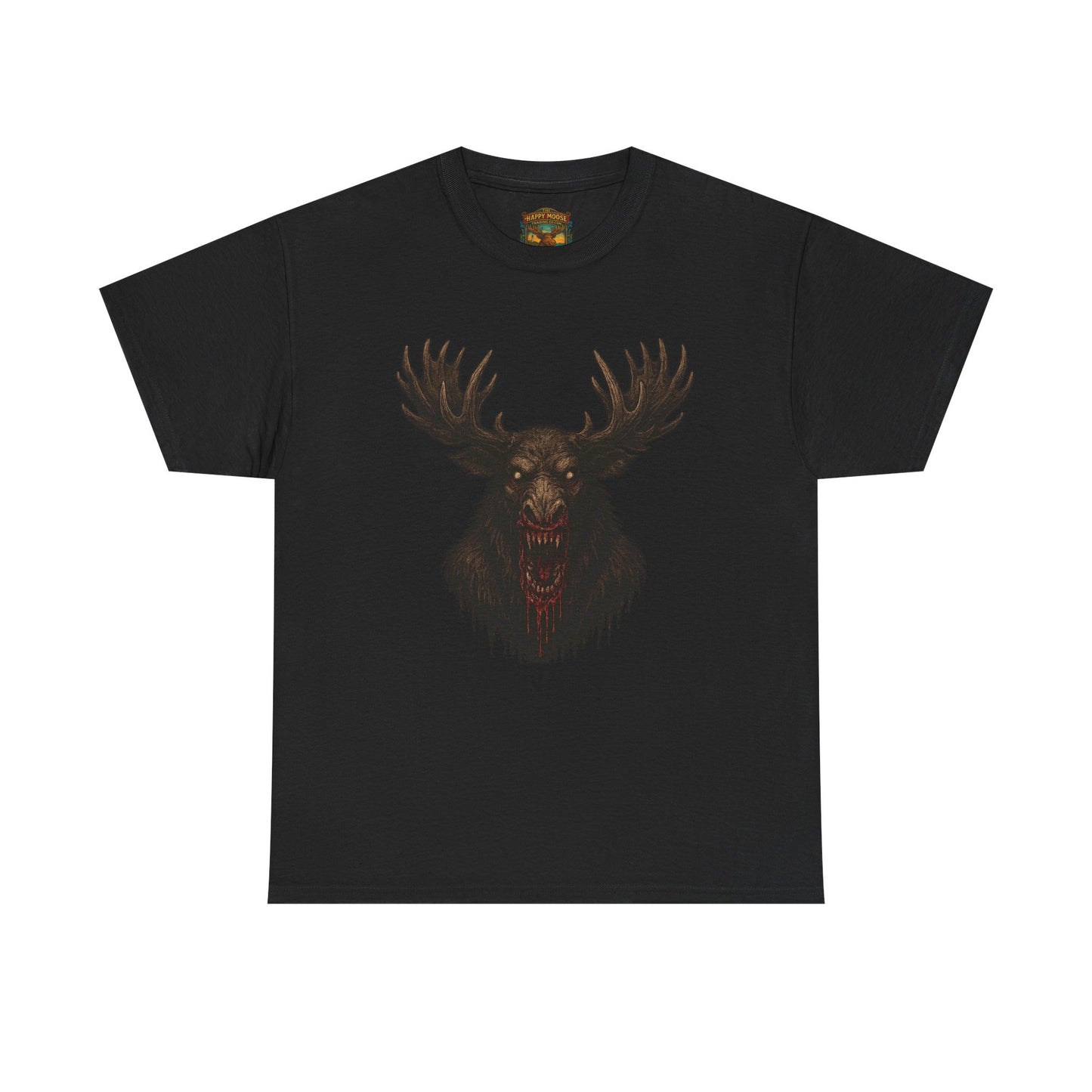 Moose Skull Graphic Tee — Dark Forest Horror Antler Shirt