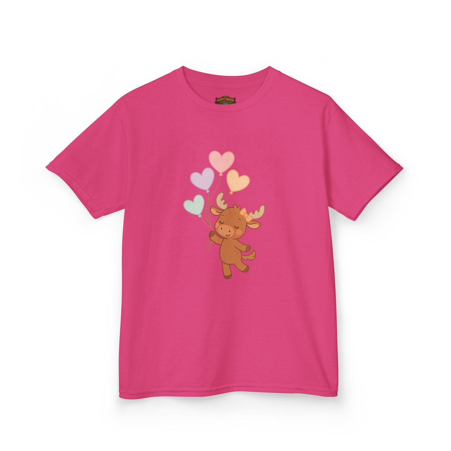 Kids Tee — Cute Moose Holding Heart Balloons | Toddler Gift