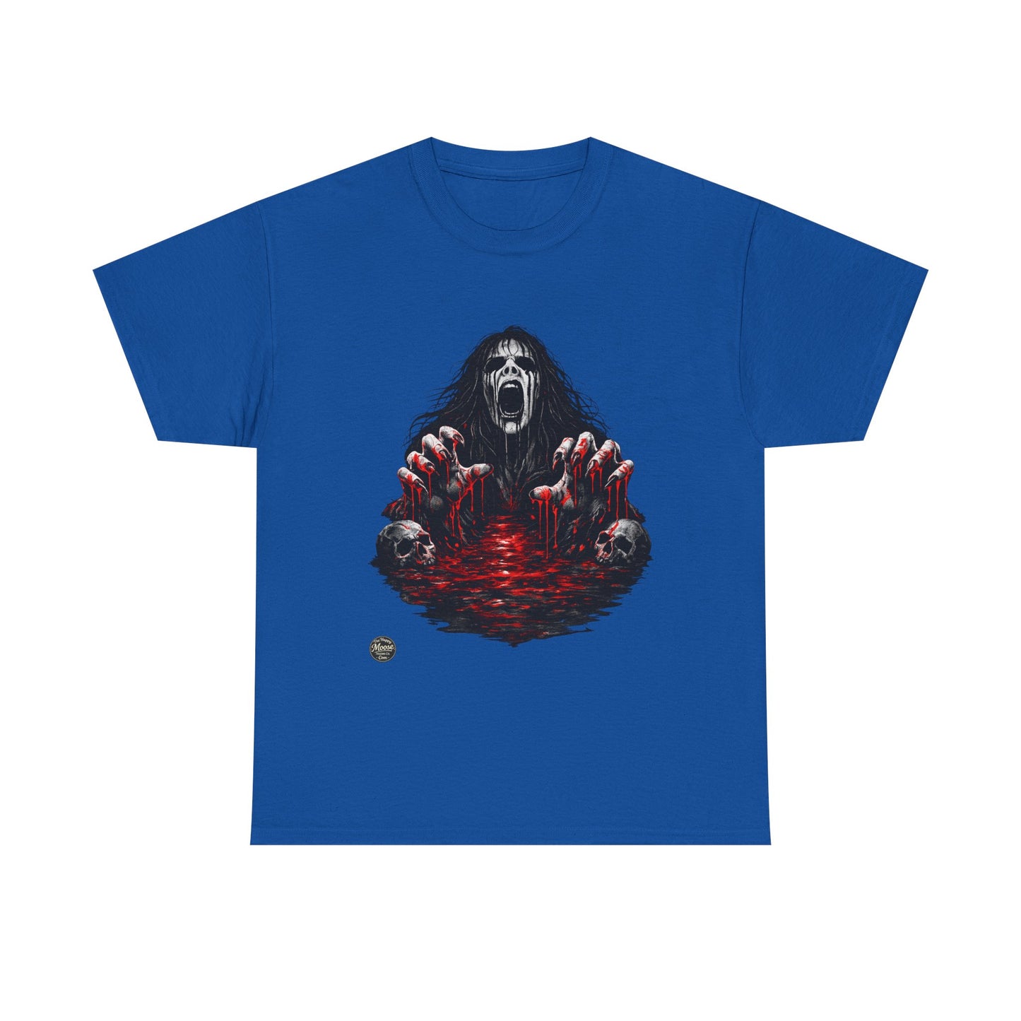 T-Shirt — Horror Scream Design with Red Blood Pool (Gothic Horror Tee)  EZ002