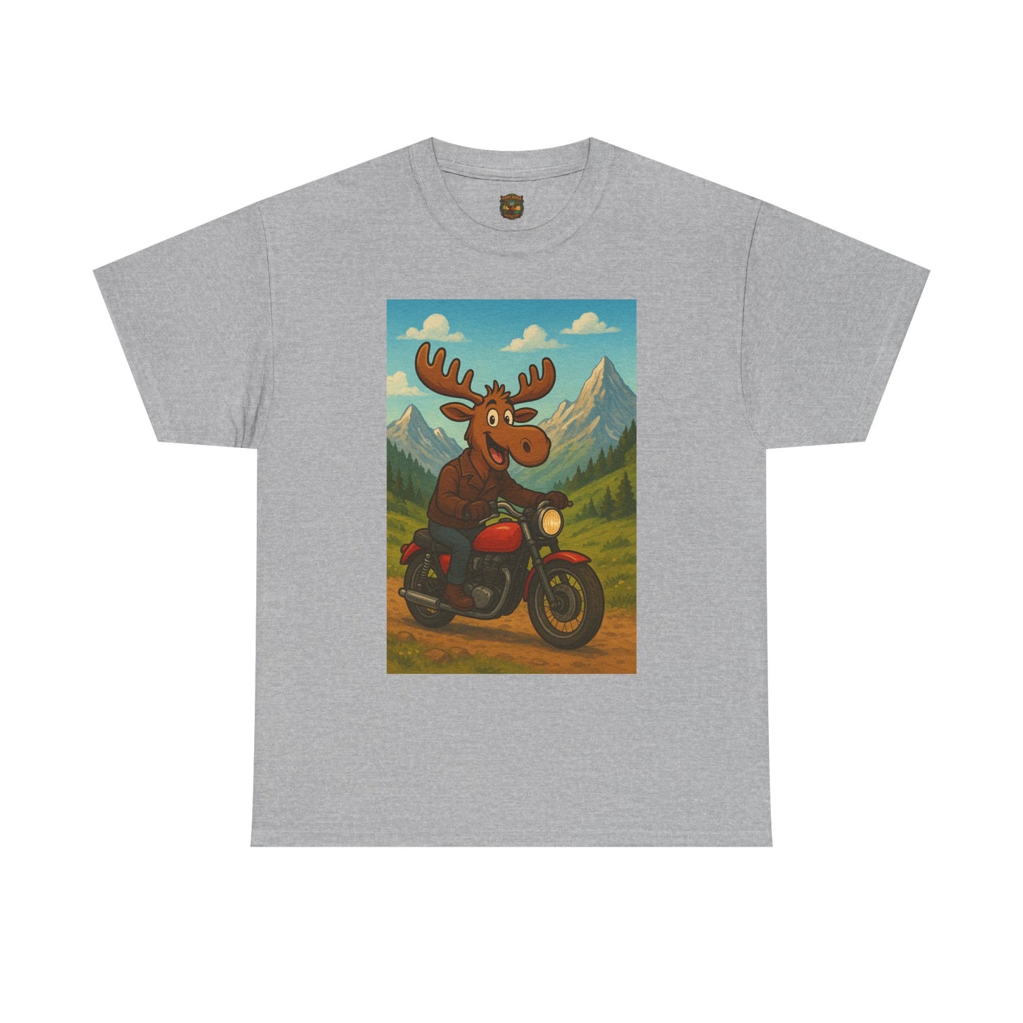 Happy Moose Motorcycle T-Shirt | Vintage Biker Moose Illustration