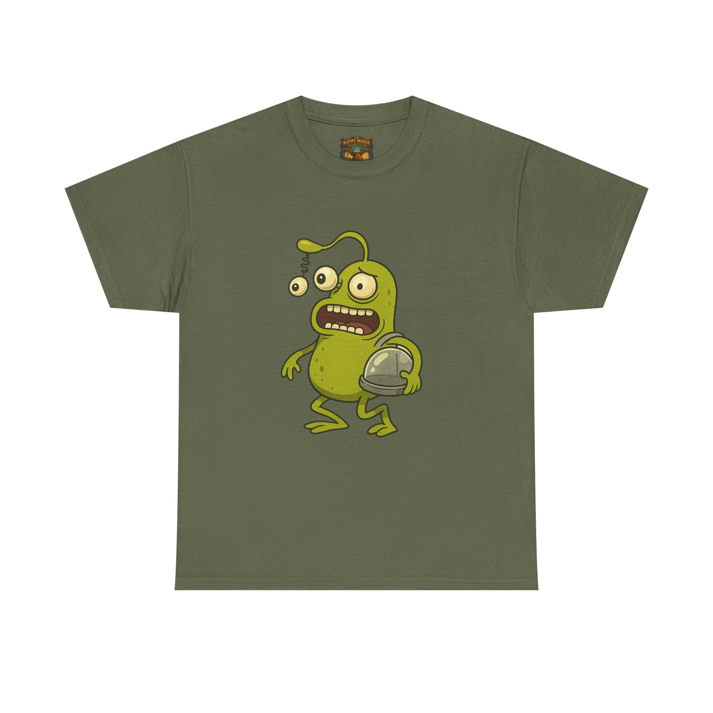 Green Alien Cartoon Tee | Funny Space Monster Illustration B