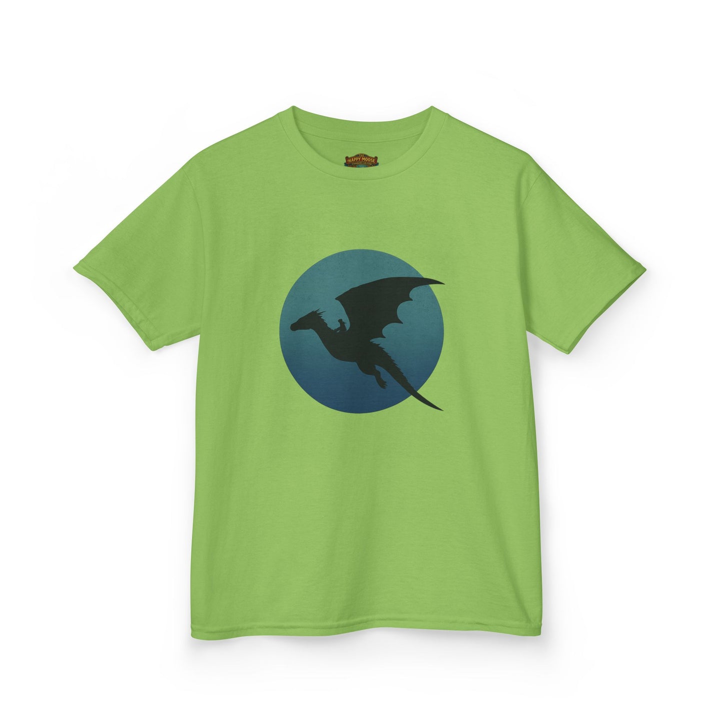 Kids Dragon Silhouette Tee — Fantasy Dragon Circle Graphic Shirt