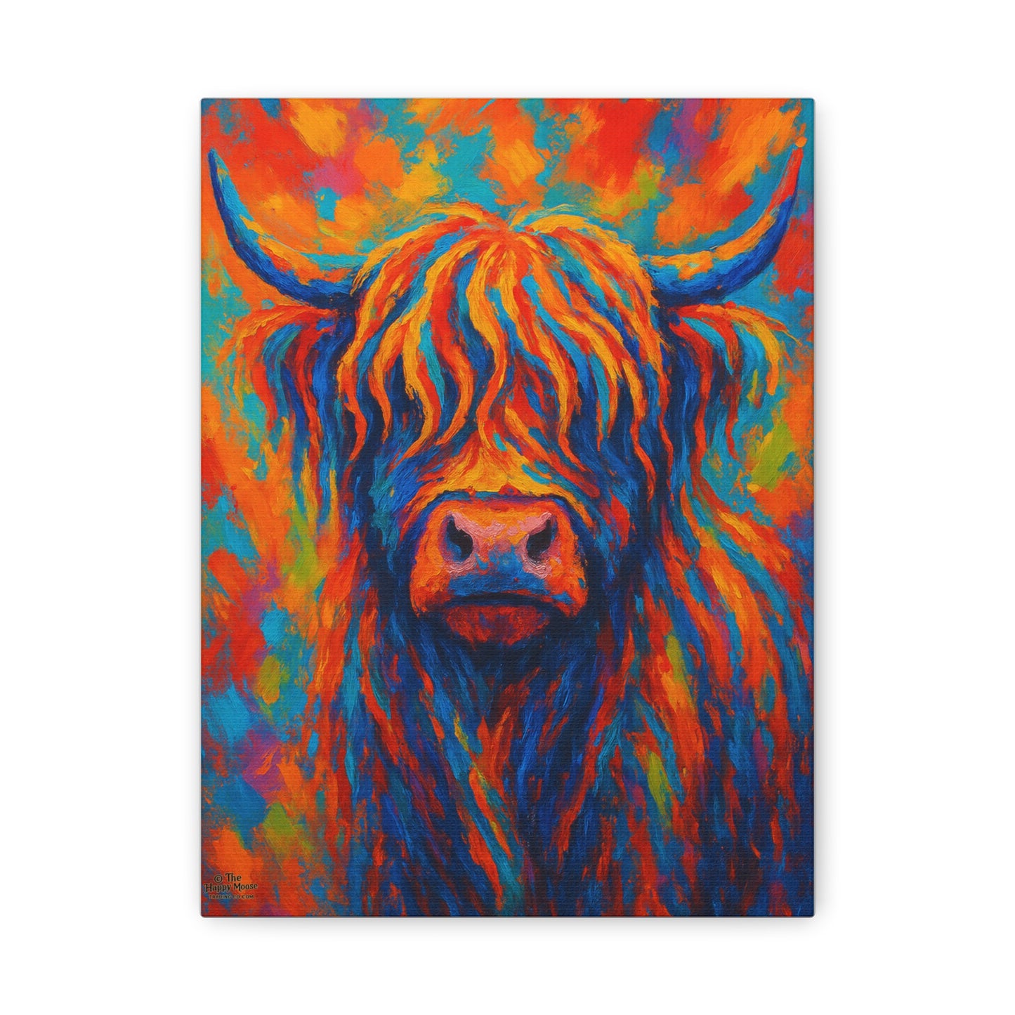 Colorful Highland Cow Matte Canvas Wall Art — Vibrant Stretched Canvas