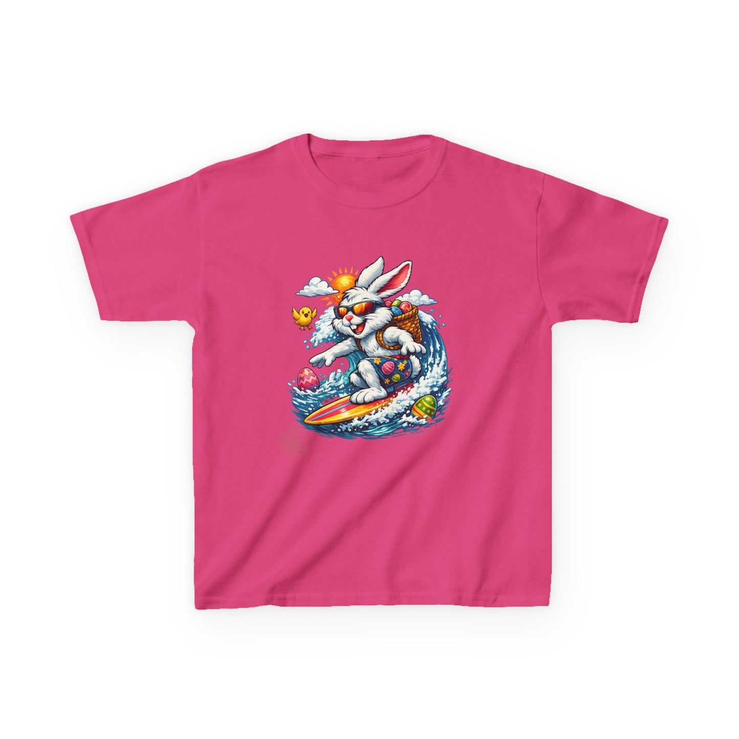 Kids Surfing Easter Bunny T-Shirt — Cute Surfboard Bunny Graphic Tee