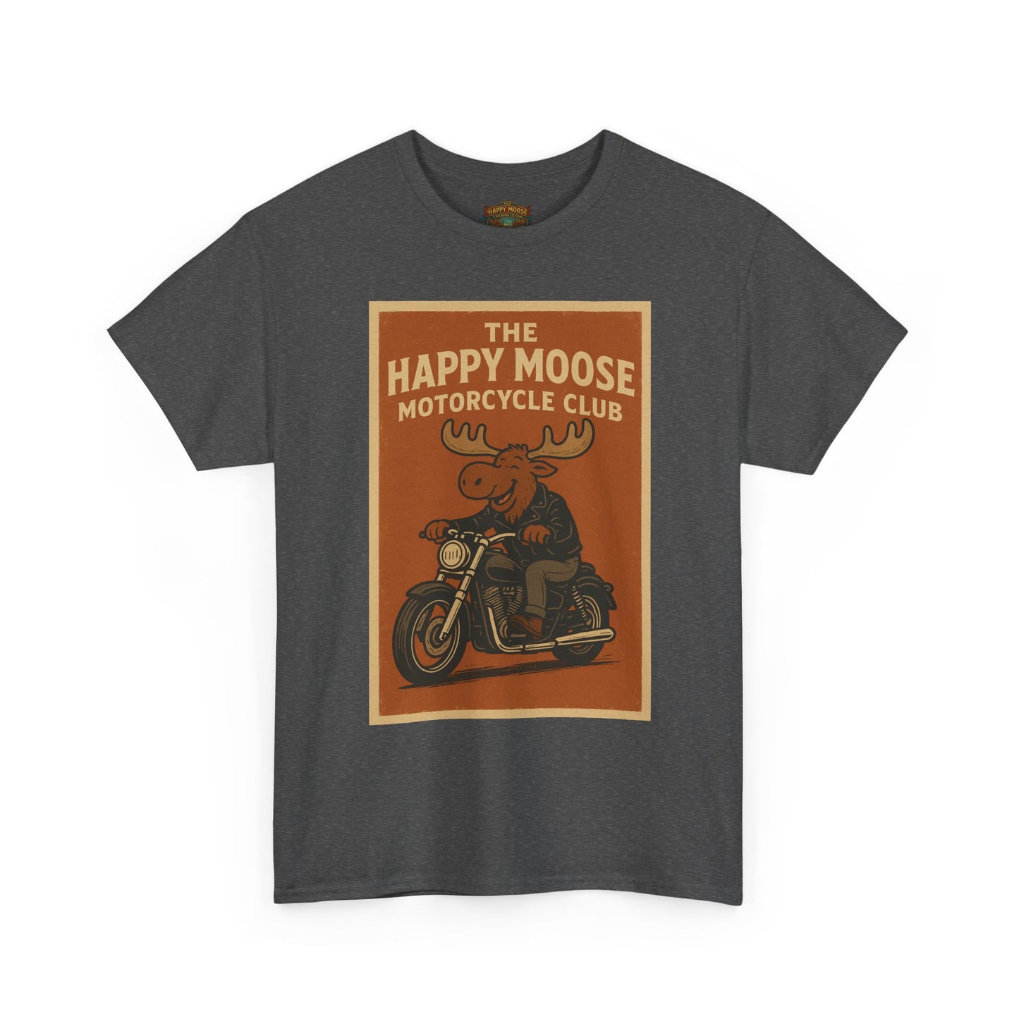 Happy Moose Motorcycle Club T-Shirt | Moose Biker Graphic