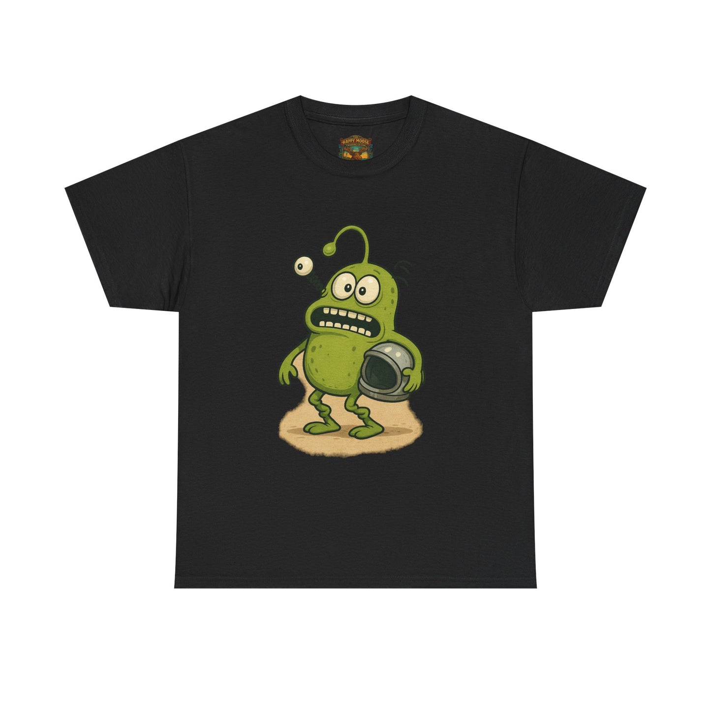 Green Alien Cartoon Tee | Funny Space Monster Illustration