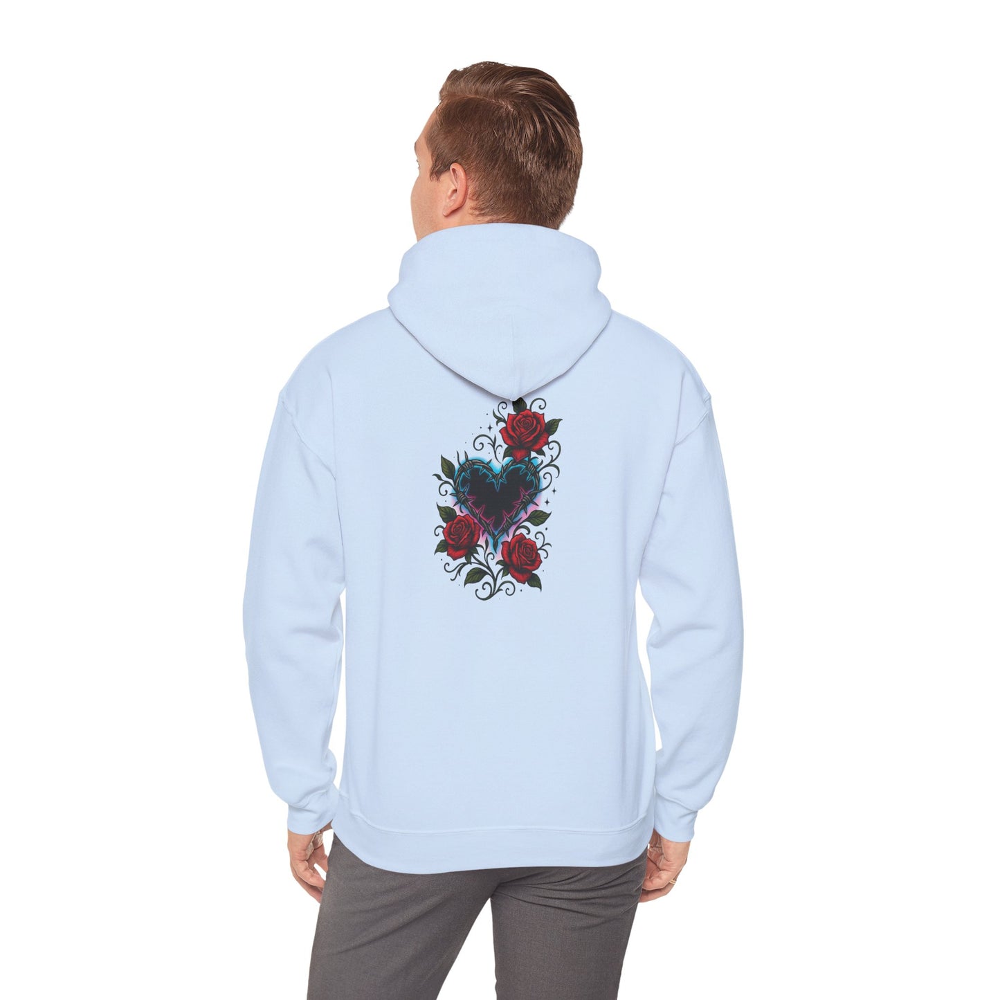 Rose Heart Tattoo Hoodie — Gothic Floral Heart Back Print