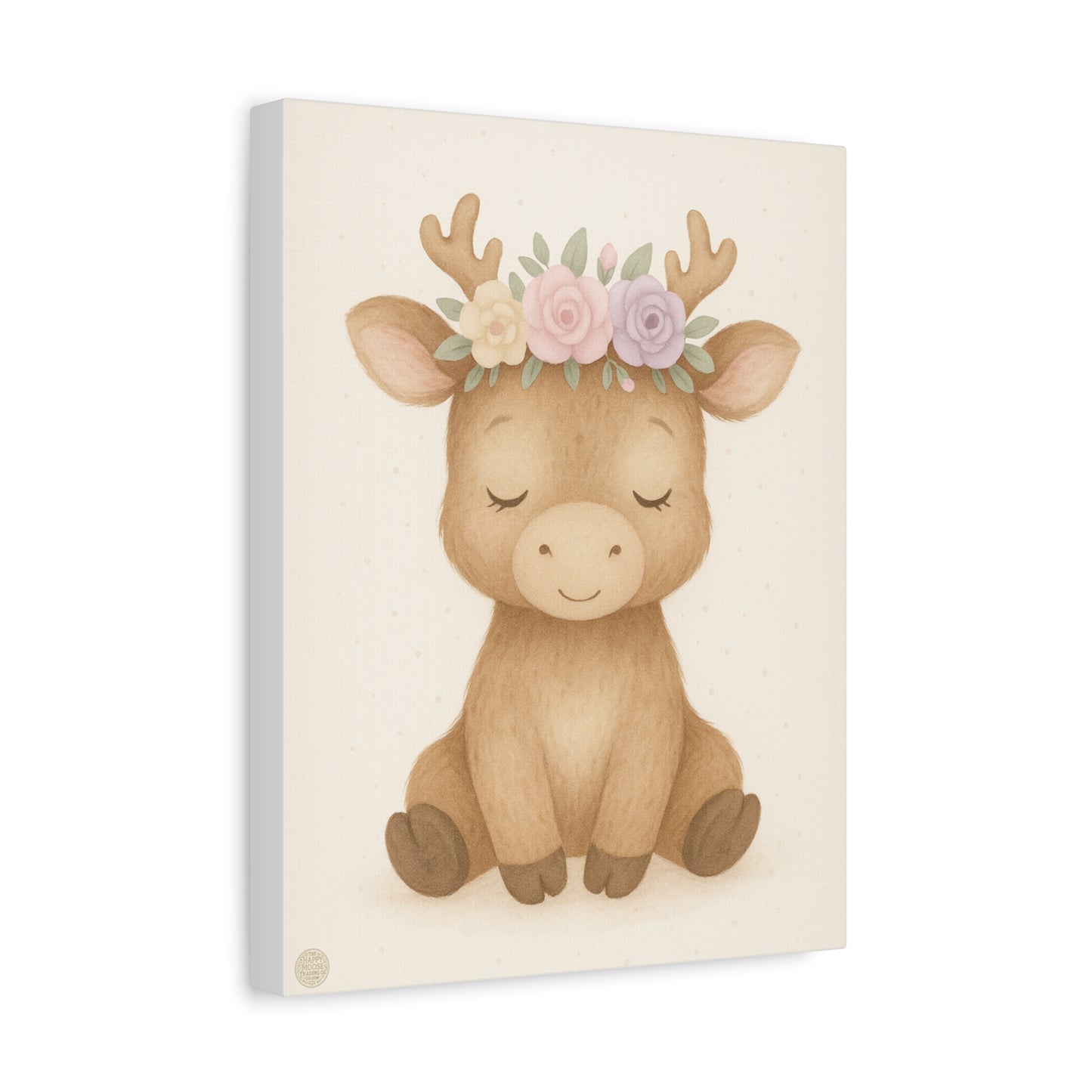 Woodland Baby Deer Canvas — Floral Antler Nursery Wall Art