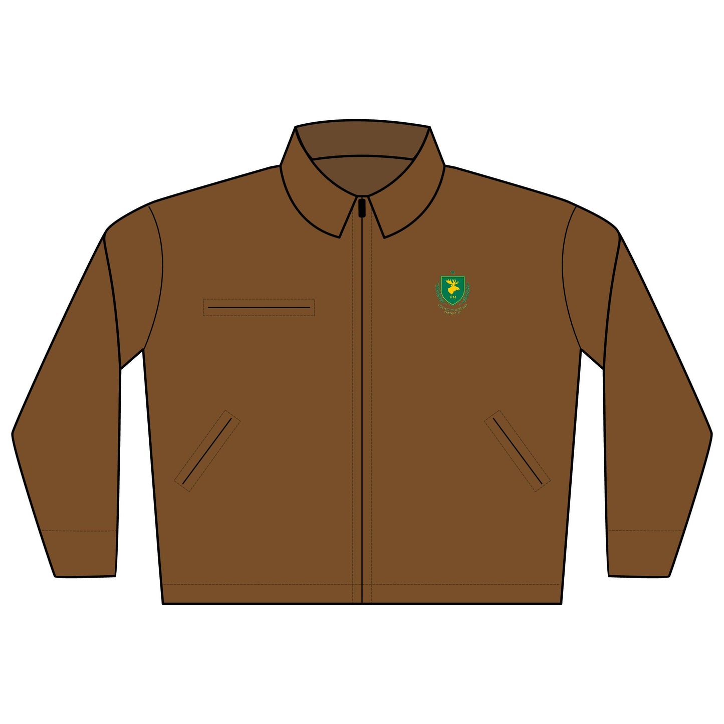 Embroidered Jacket with Green H.M. Crest — Durable Duck Cloth Jacket