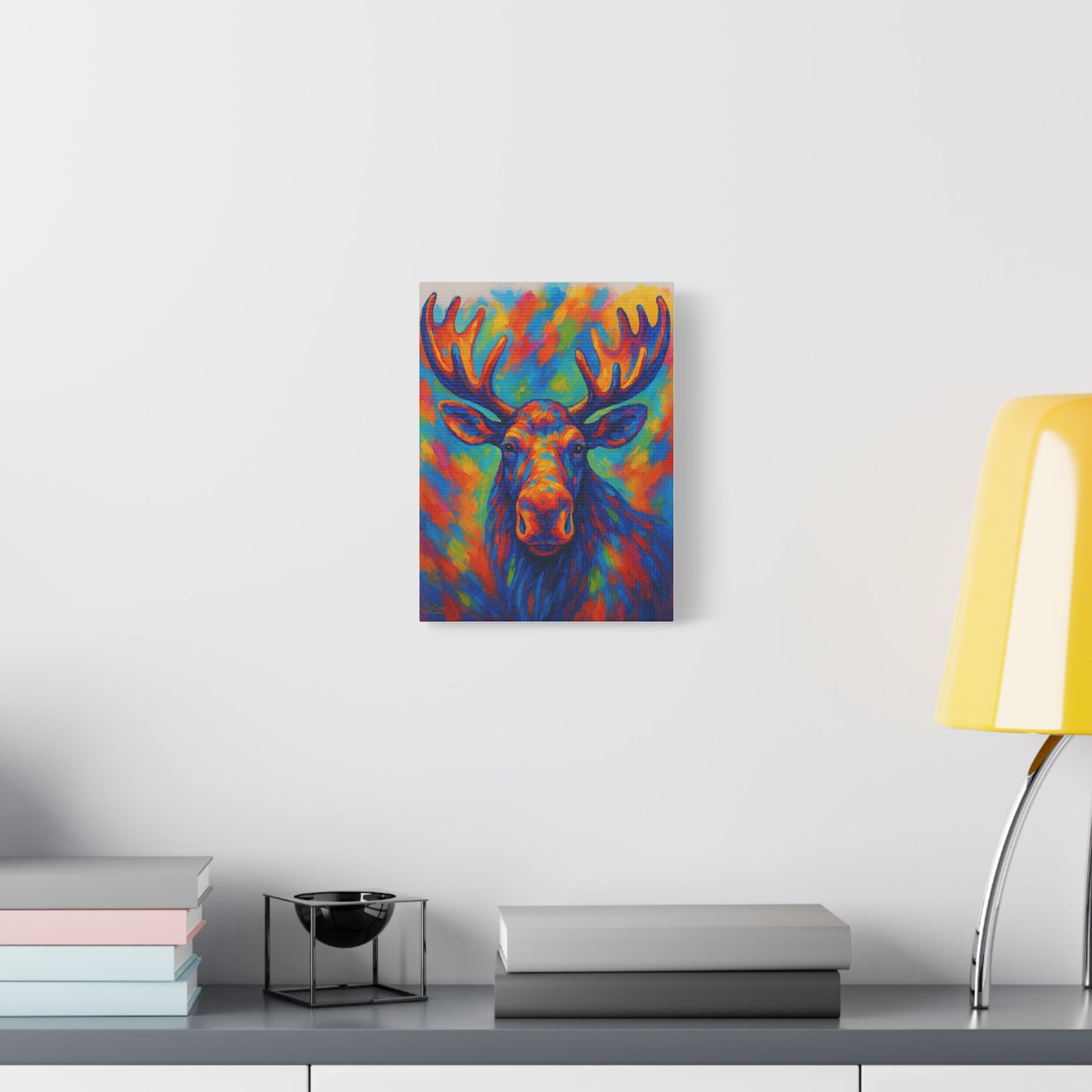 Colorful Moose Canvas Print — Vibrant Stretched Wall Art