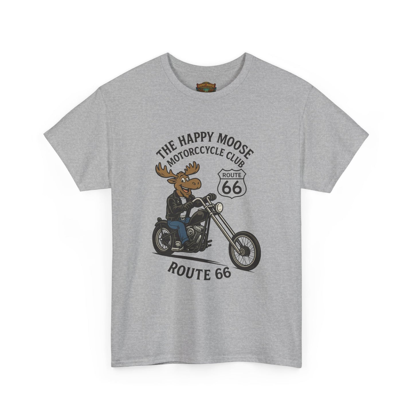 Happy Moose Motorcycle Club Route 66 T-Shirt | Moose Biker Tee