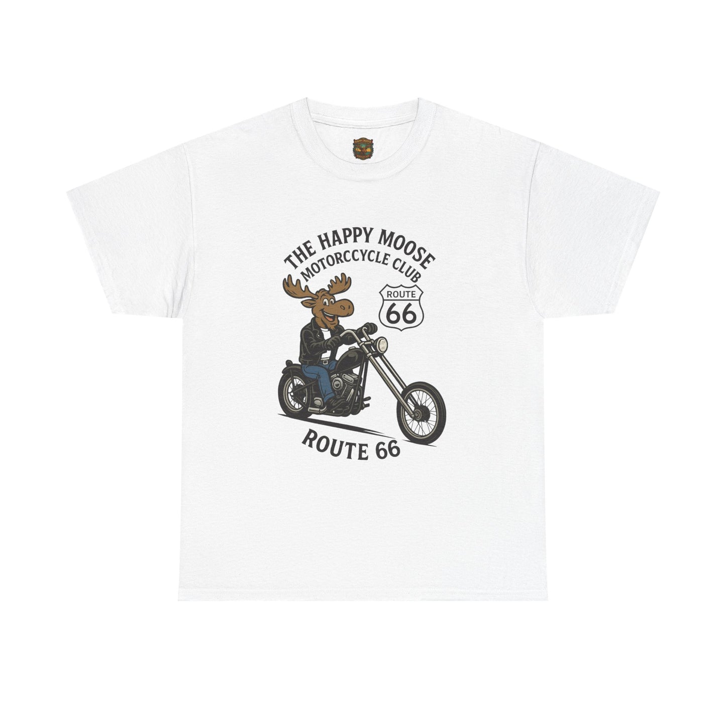 Happy Moose Motorcycle Club Route 66 T-Shirt | Moose Biker Tee