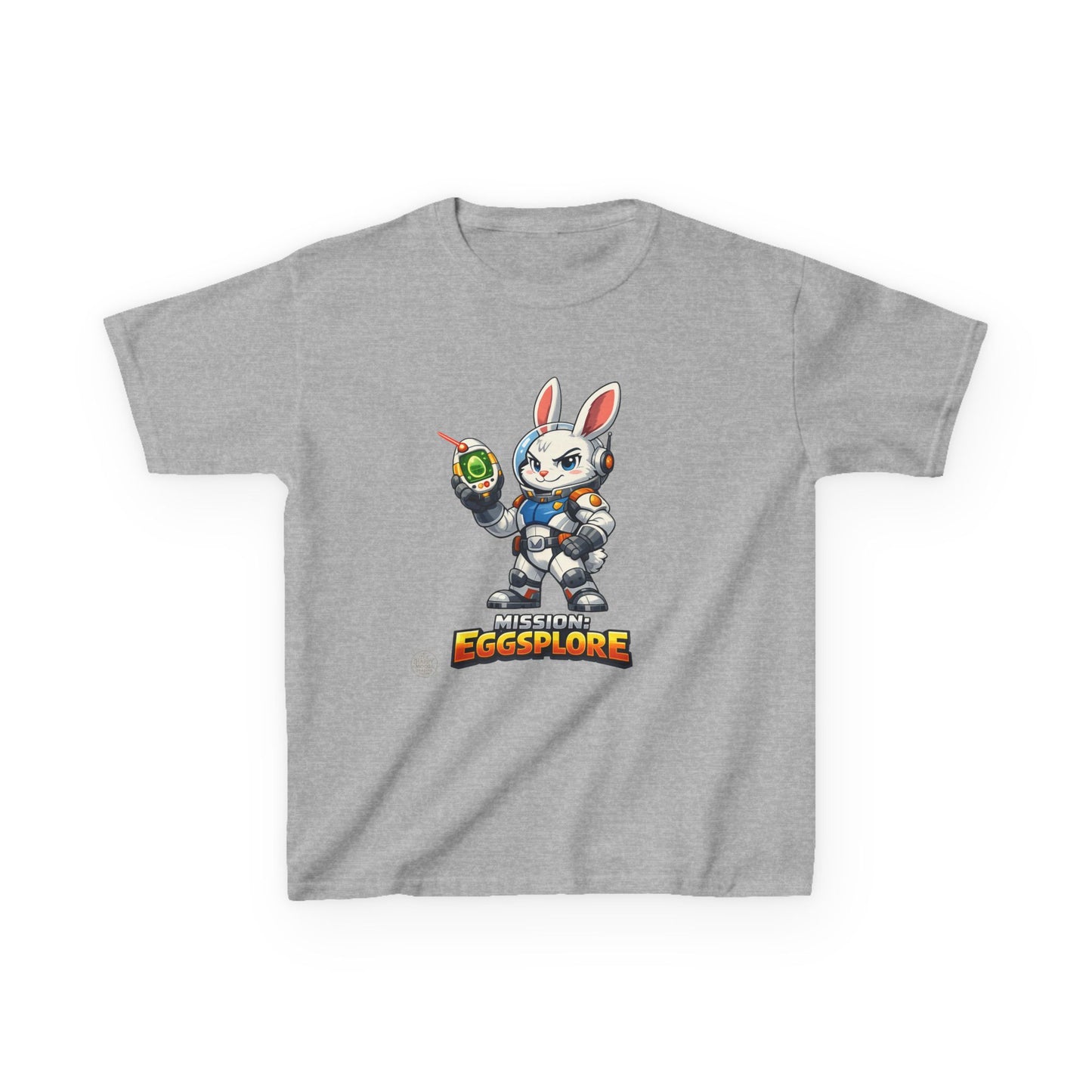 Kids Tee — 'Eggsplore' Bunny Space Explorer Graphic Shirt