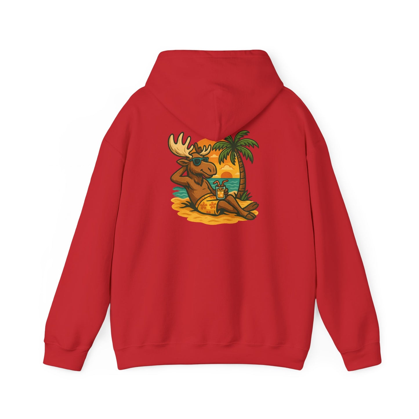 Hoodie — Relaxing Moose Beach Sunset Graphic Hooded Sweatshirt