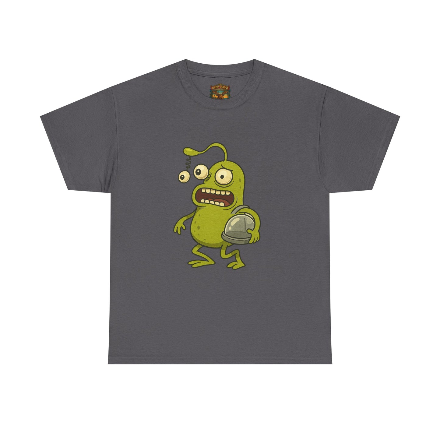 Green Alien Cartoon Tee | Funny Space Monster Illustration B