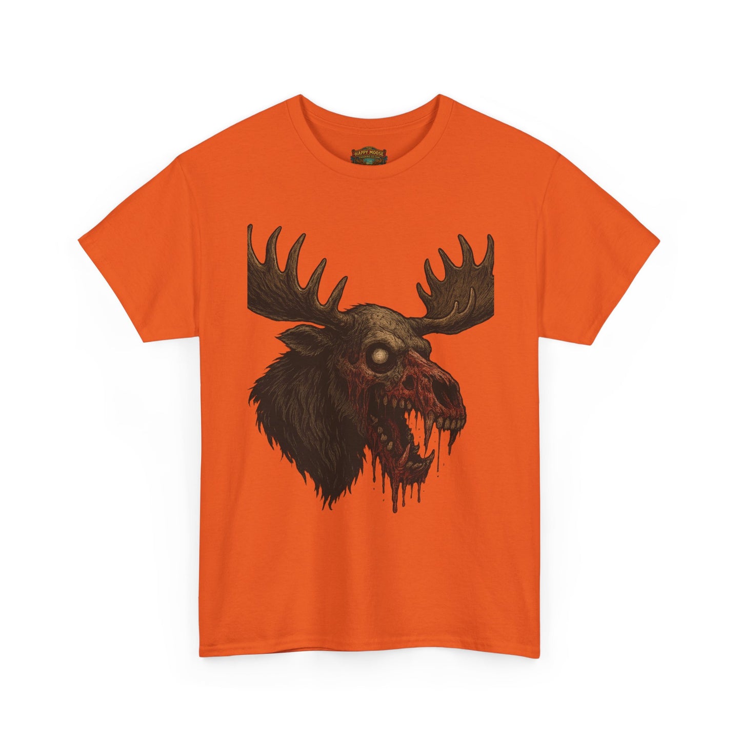 Horror Moose Skull Tee — Creepy Dripping Monster Head Graphic T-Shirt