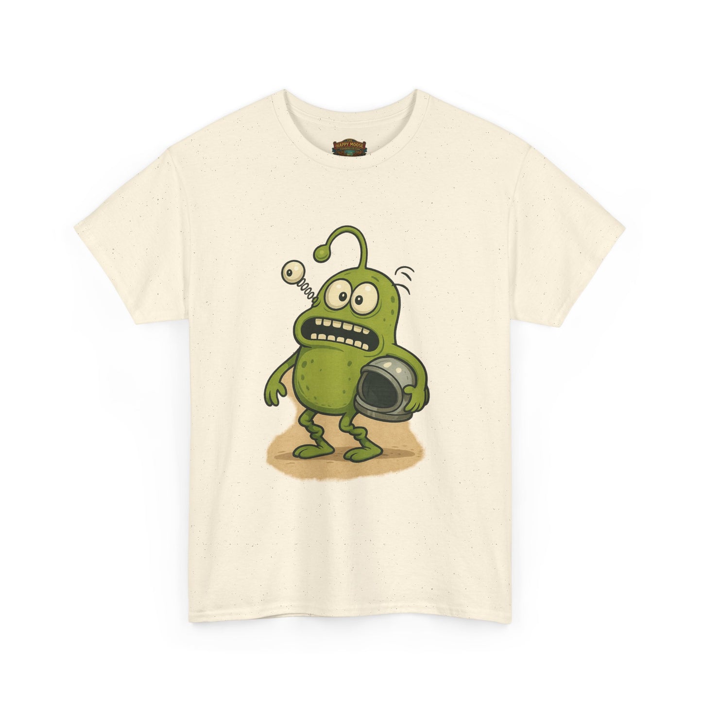 Green Alien Cartoon Tee | Funny Space Monster Illustration