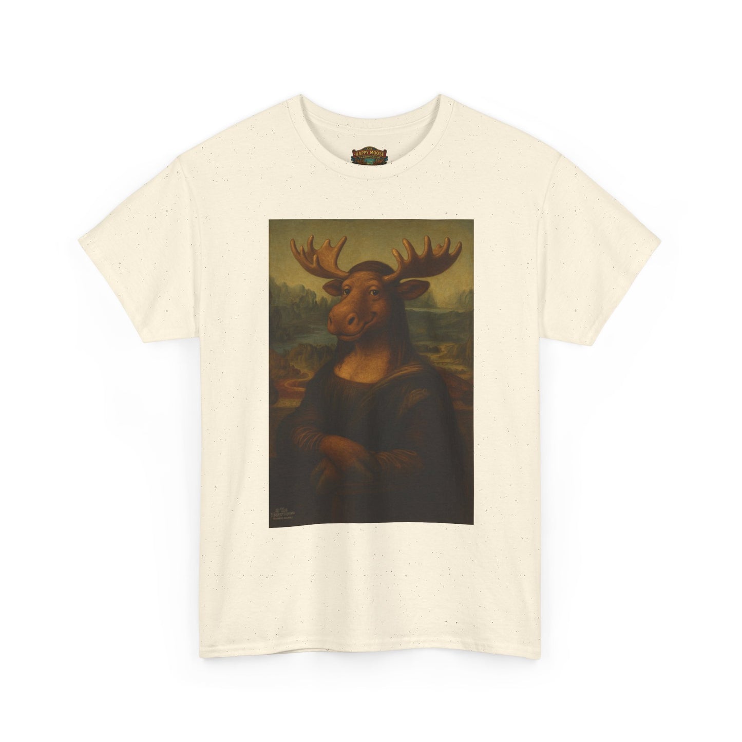 Mona Moose Tee — Funny Renaissance Moose Portrait T‑Shirt