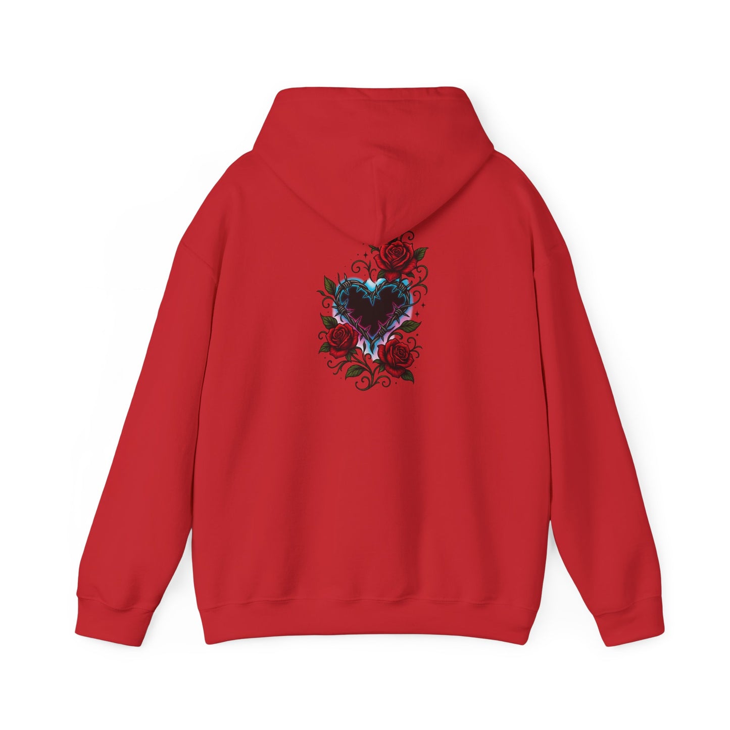 Rose Heart Tattoo Hoodie — Gothic Floral Heart Back Print
