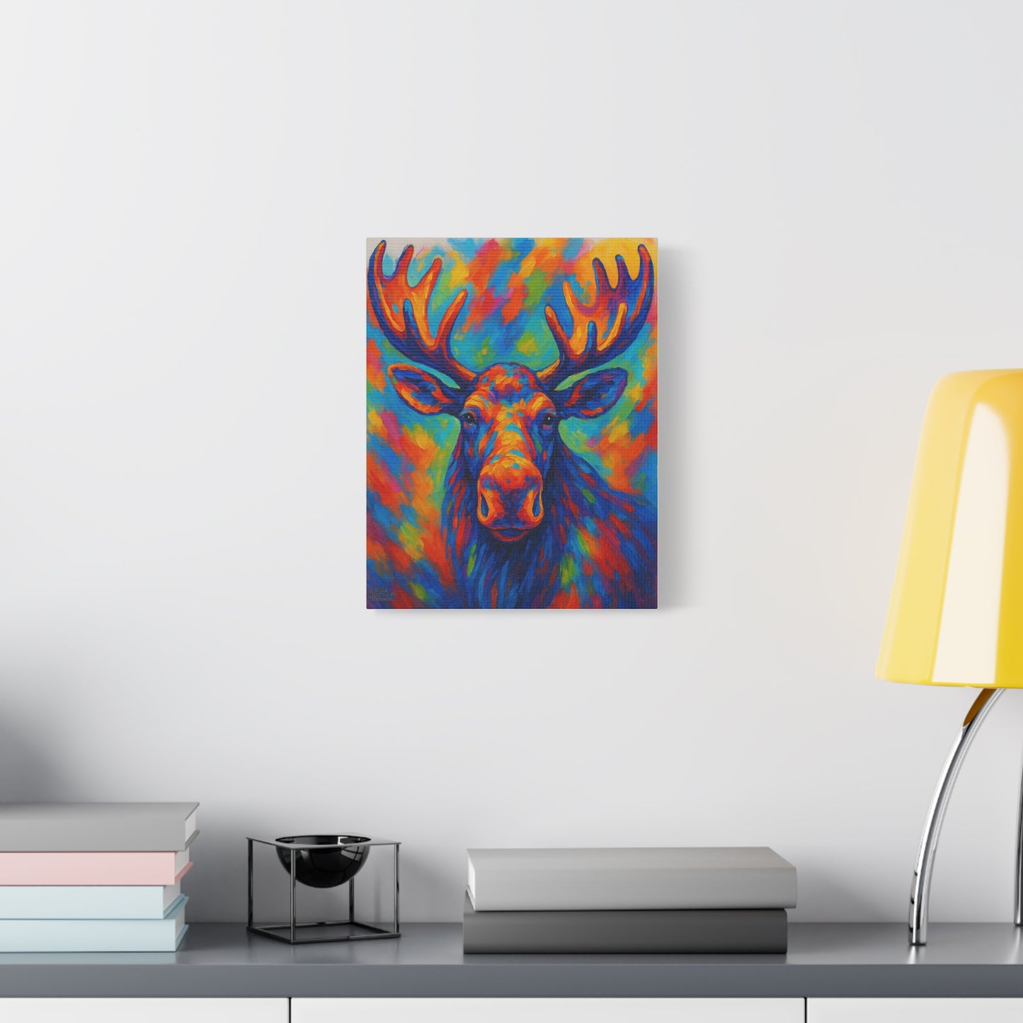 Colorful Moose Canvas Print — Vibrant Stretched Wall Art