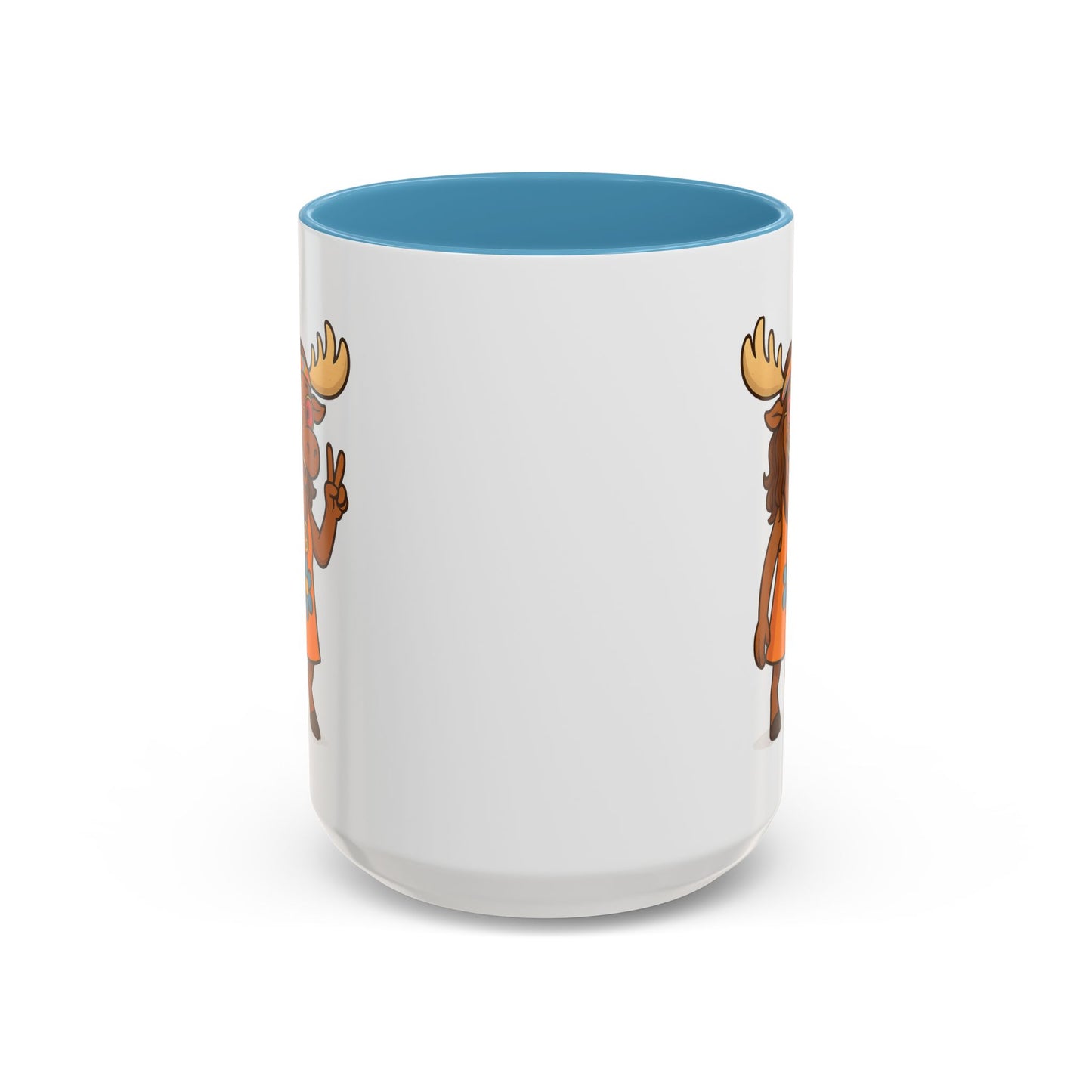 Hippie Moose Coffee Mug — Peace Sign Retro Moose Accent Mug (11/15oz)