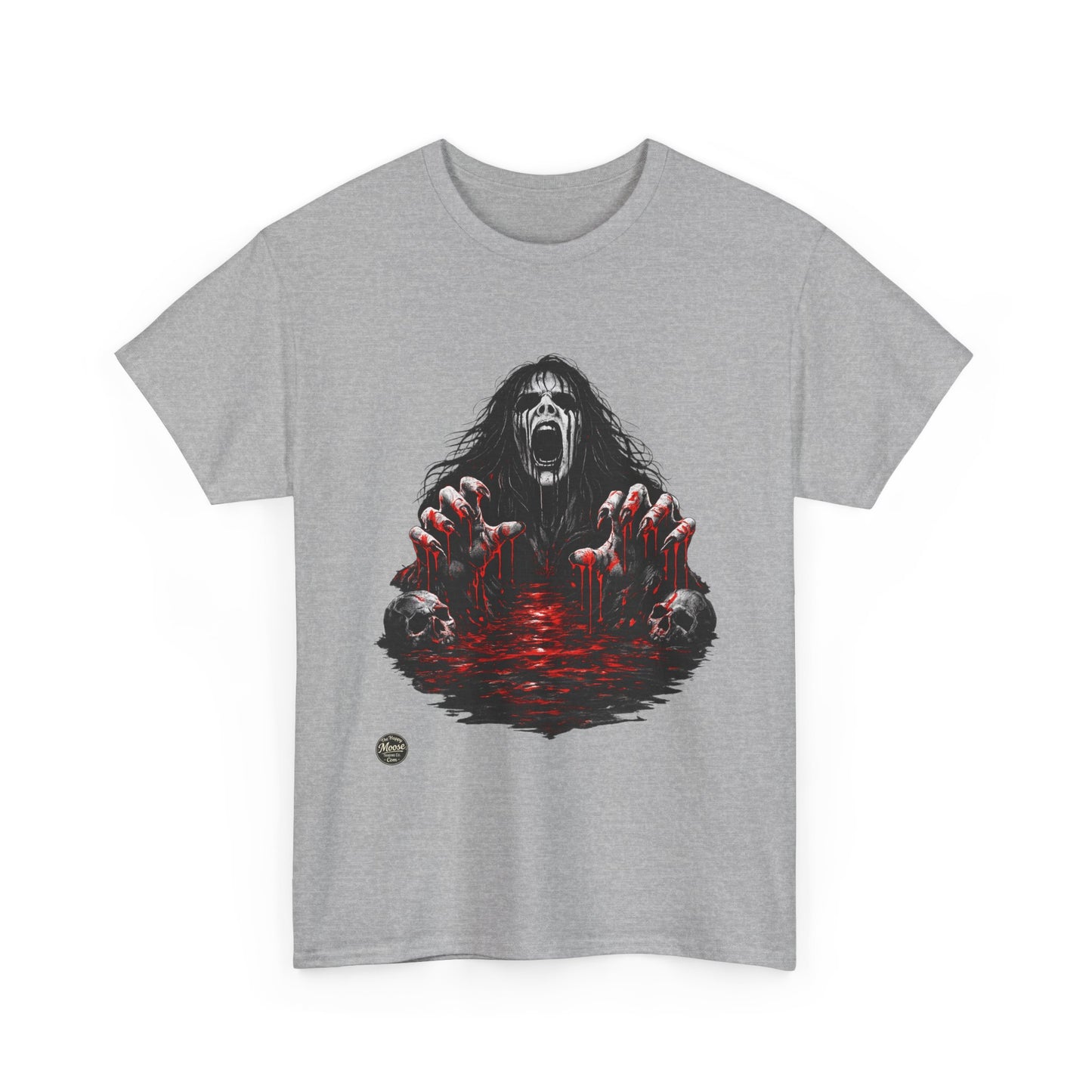 T-Shirt — Horror Scream Design with Red Blood Pool (Gothic Horror Tee)  EZ002