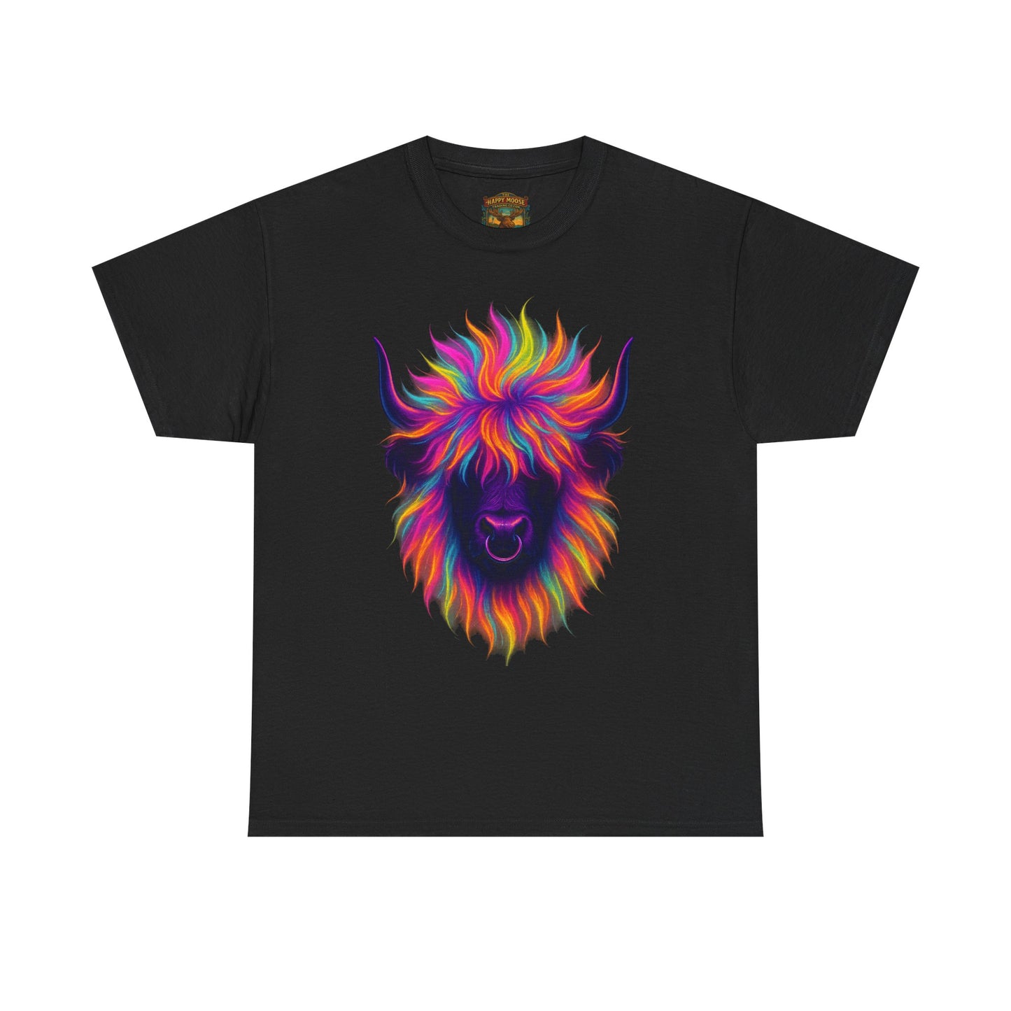 Colorful Highland Cow T-Shirt — Vibrant Rainbow Yak Graphic Tee