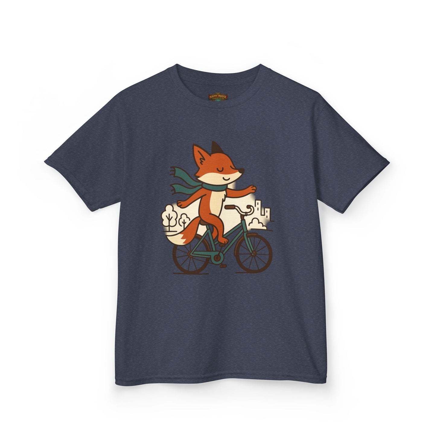 Kids Fox Bike T‑Shirt — Cute Riding Fox Illustration Tee