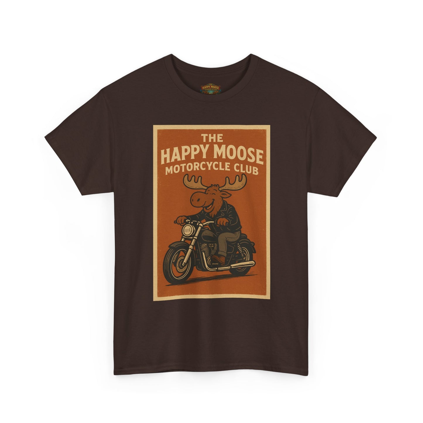 Happy Moose Motorcycle Club T-Shirt | Moose Biker Graphic