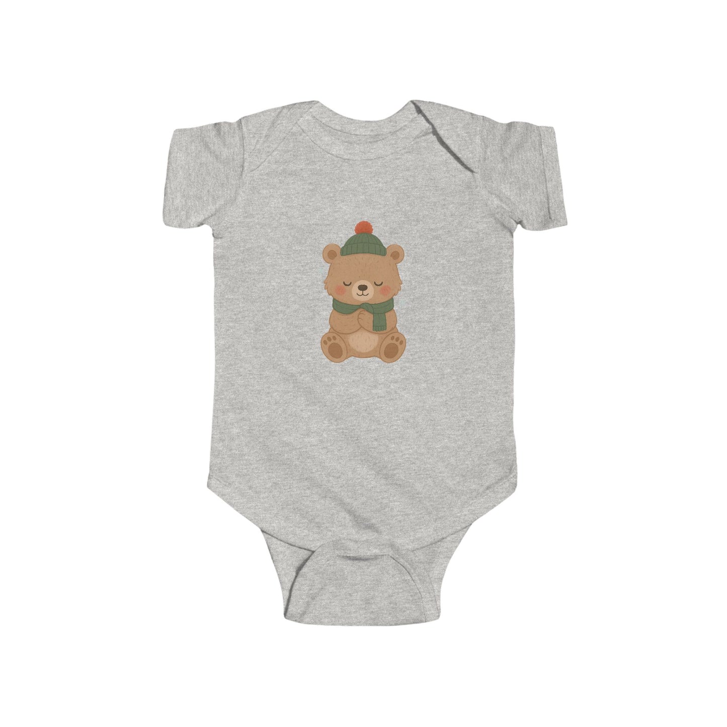 Holiday Bear Infant Bodysuit — Cute Teddy in Winter Hat & Scarf