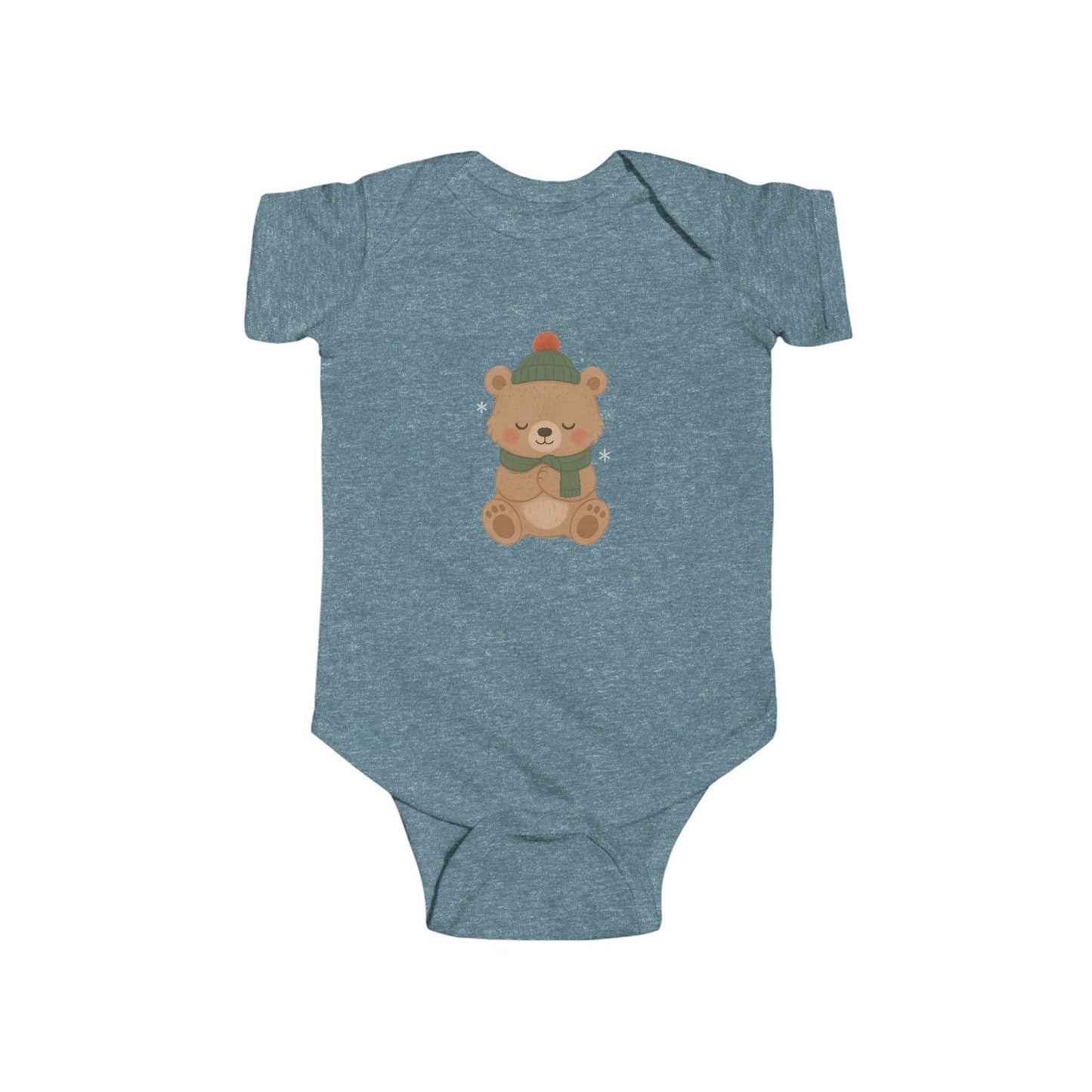 Holiday Bear Infant Bodysuit — Cute Teddy in Winter Hat & Scarf