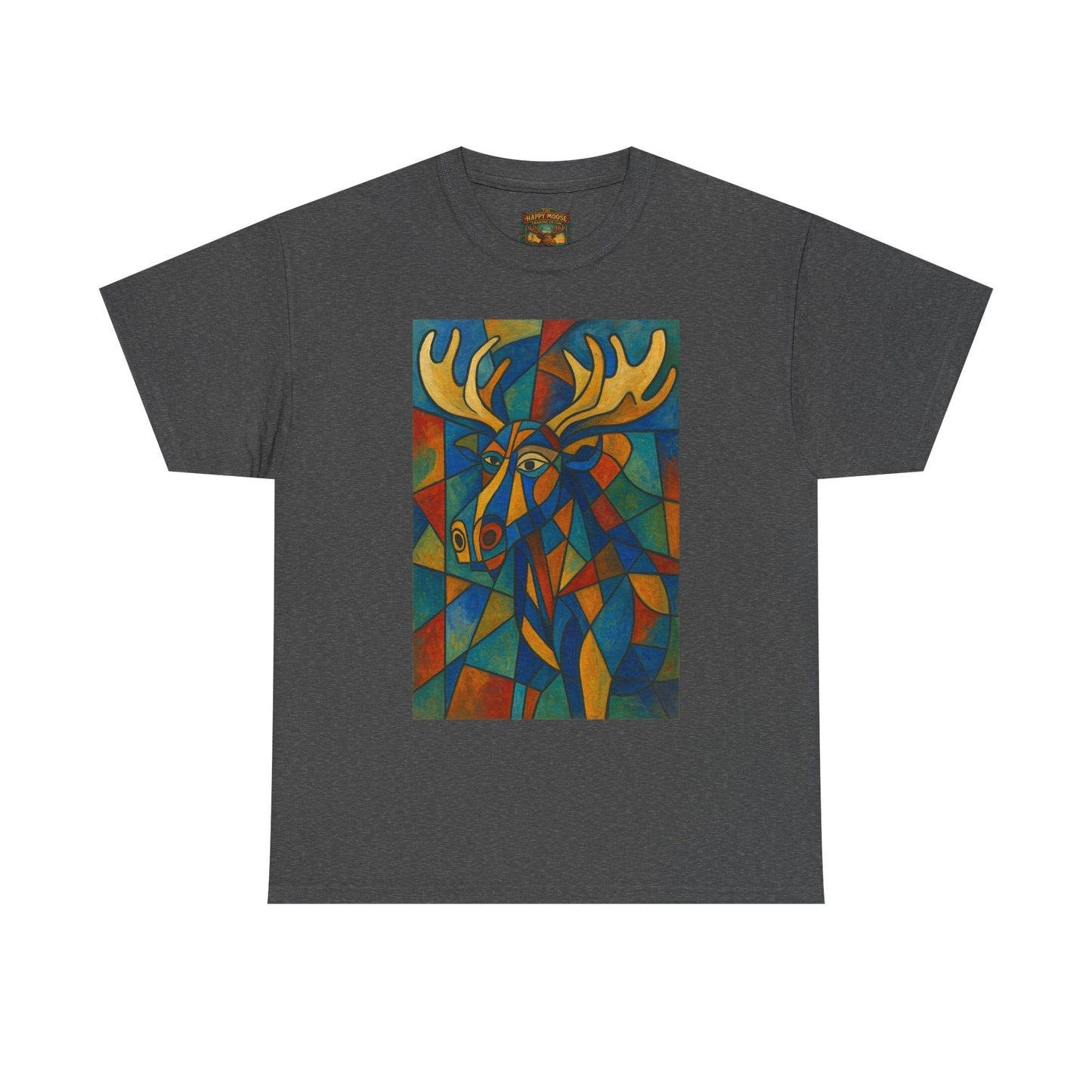 Picasso Moose T‑Shirt — Colorful Geometric Woodland Art Tee