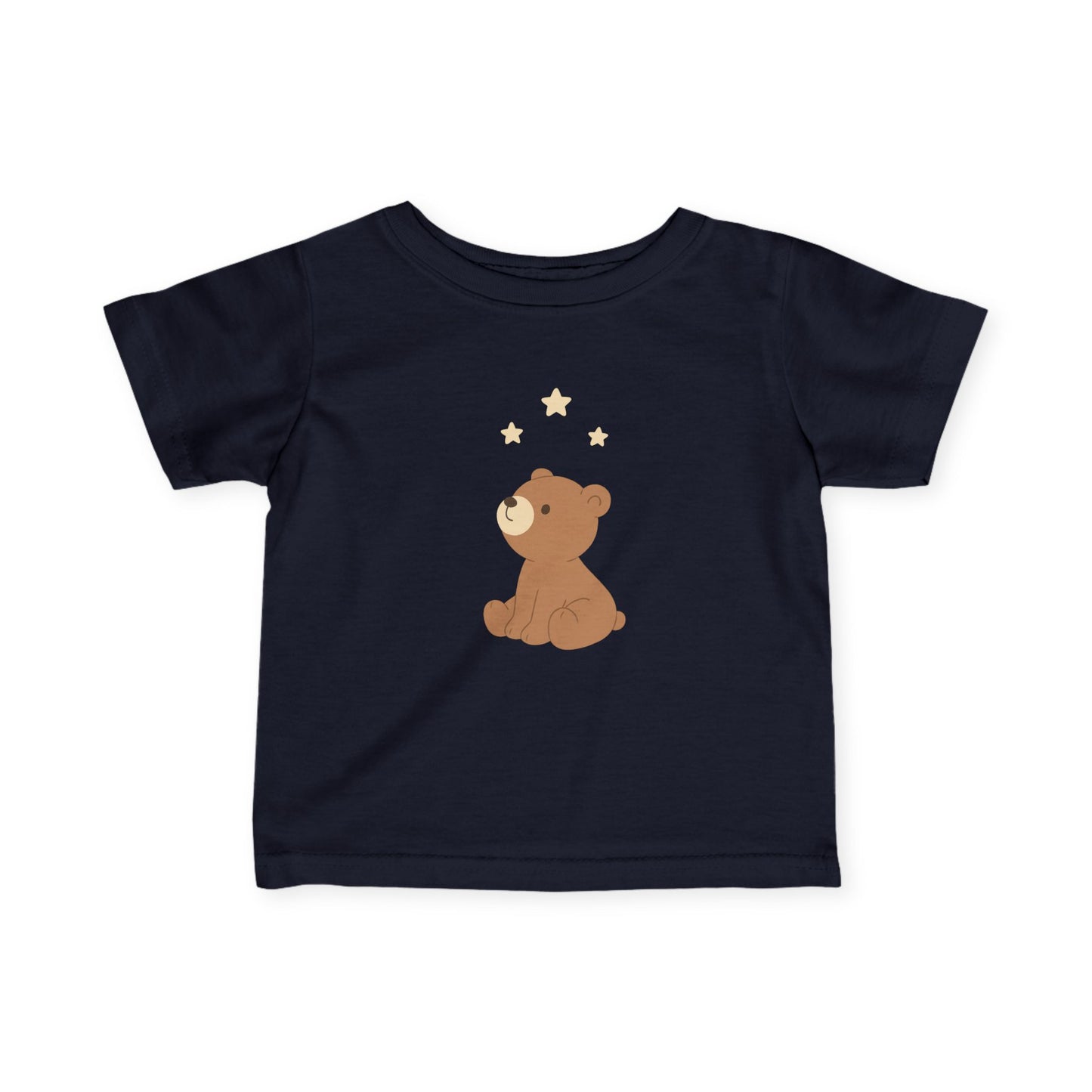 Infant Tee — Cute Sitting Teddy Bear with Stars Baby Shirt