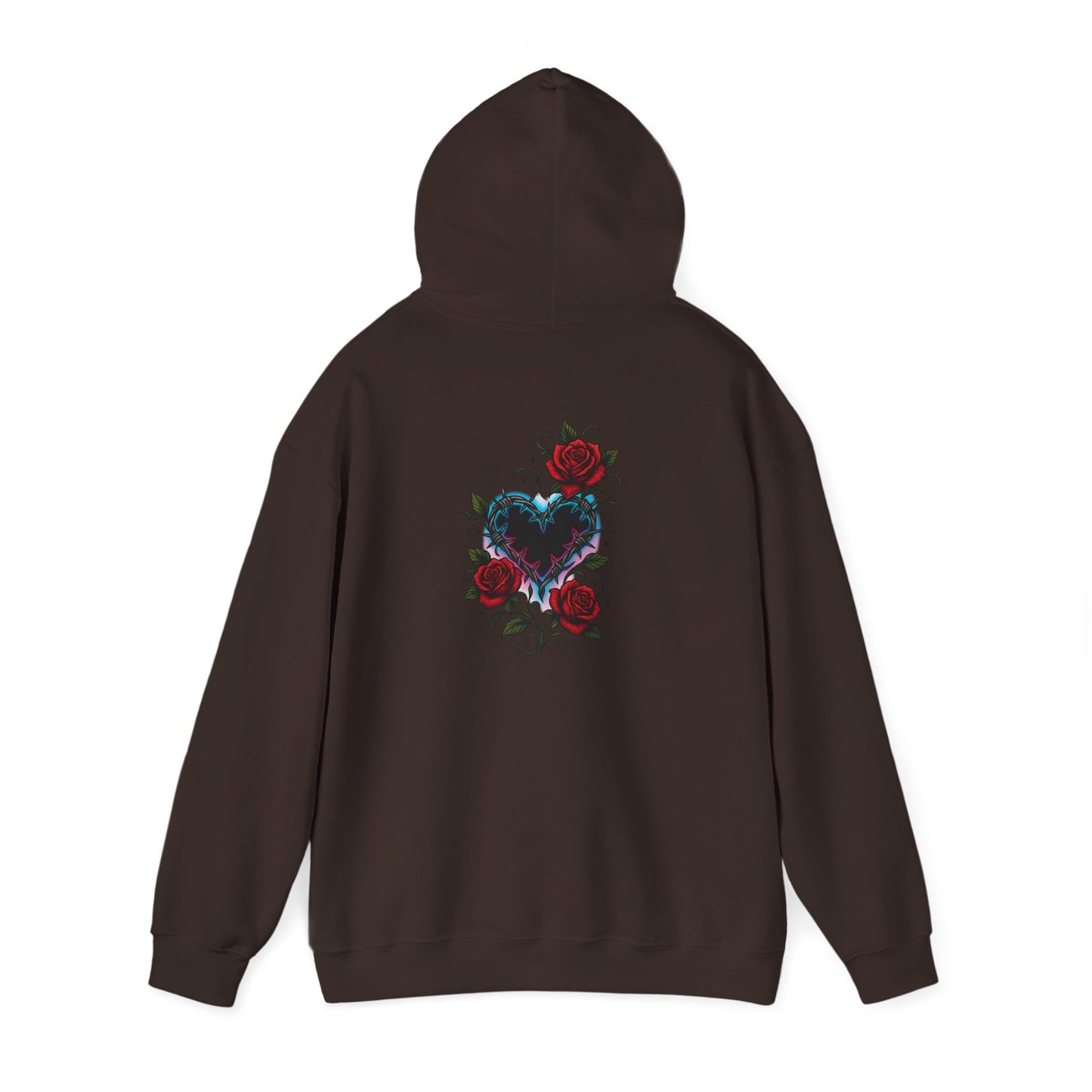 Rose Heart Tattoo Hoodie — Gothic Floral Heart Back Print