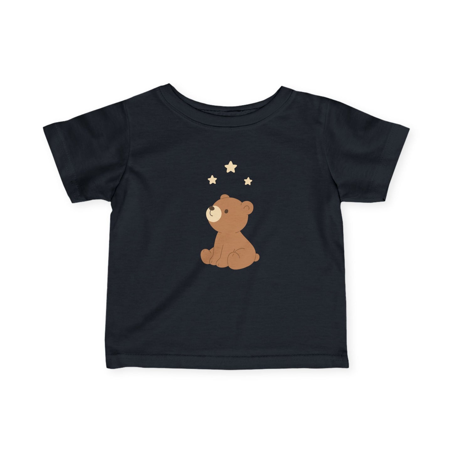 Infant Tee — Cute Sitting Teddy Bear with Stars Baby Shirt