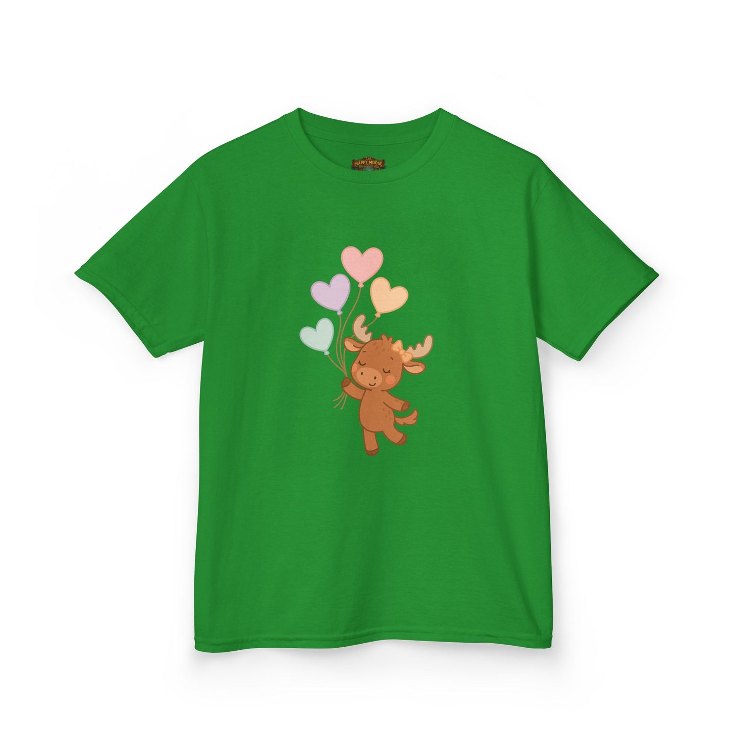 Kids Tee — Cute Moose Holding Heart Balloons | Toddler Gift