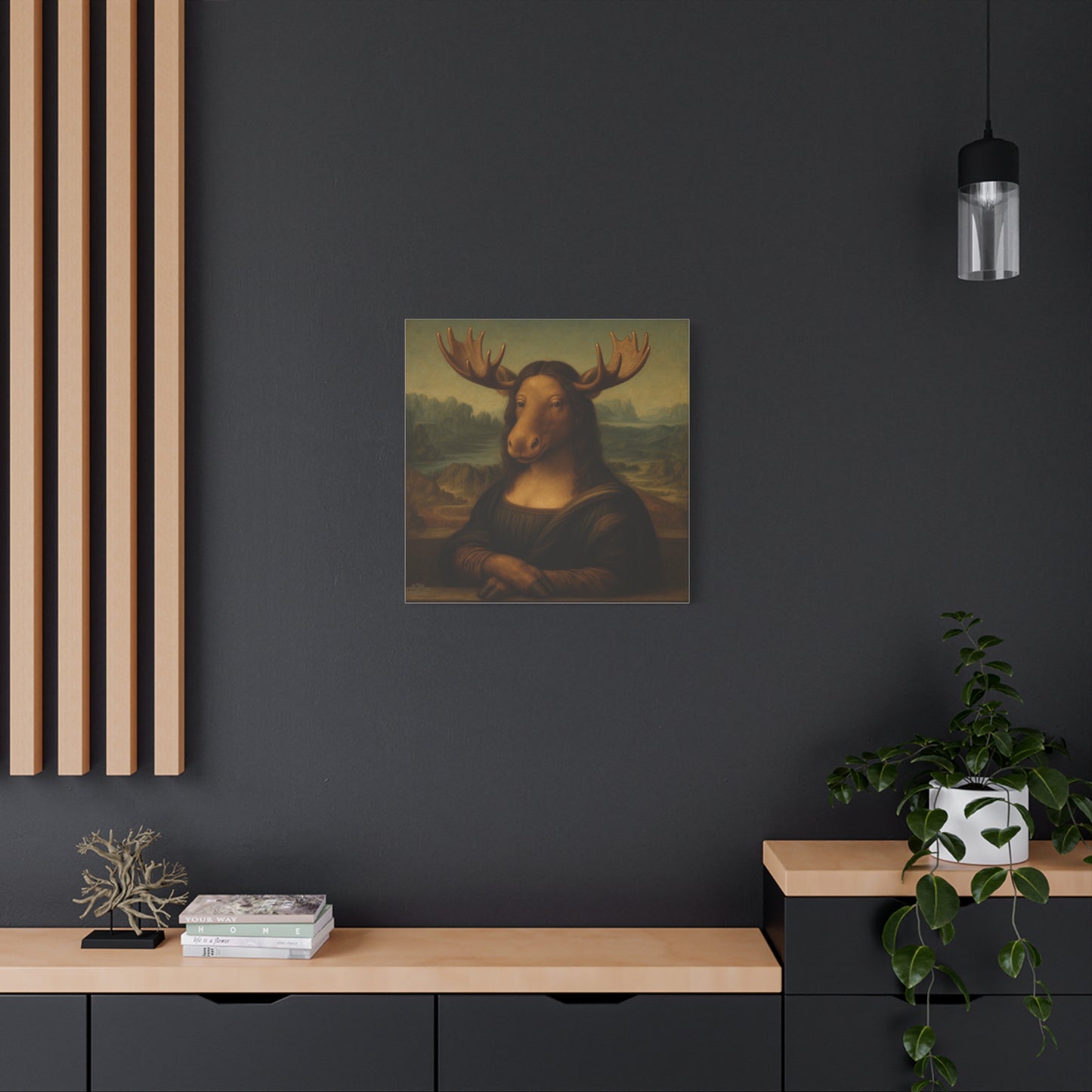 Mona Moose Canvas Print — Whimsical Animal Renaissance Wall Art