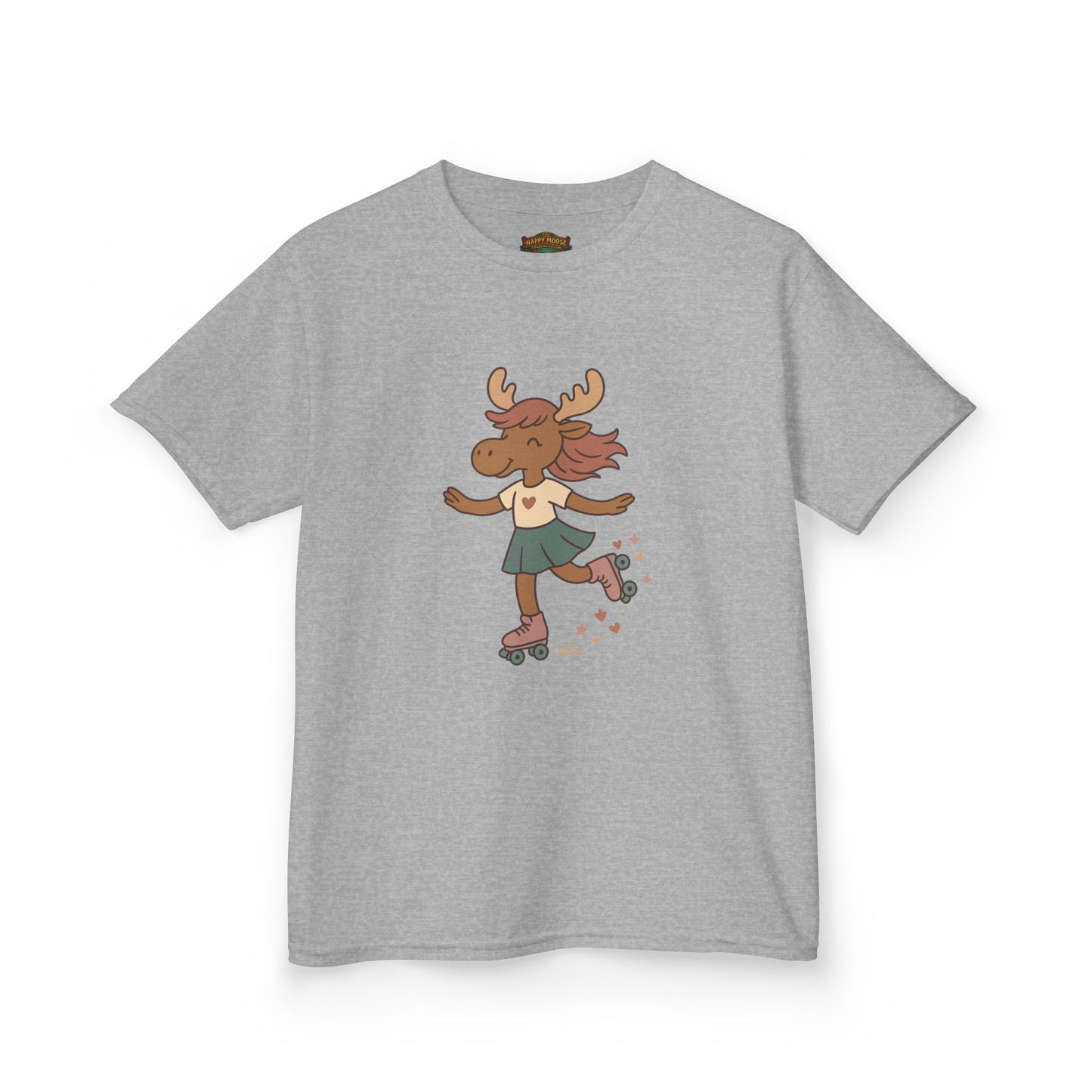 Kids Tee — Cute Roller-Skating Moose Girl Graphic