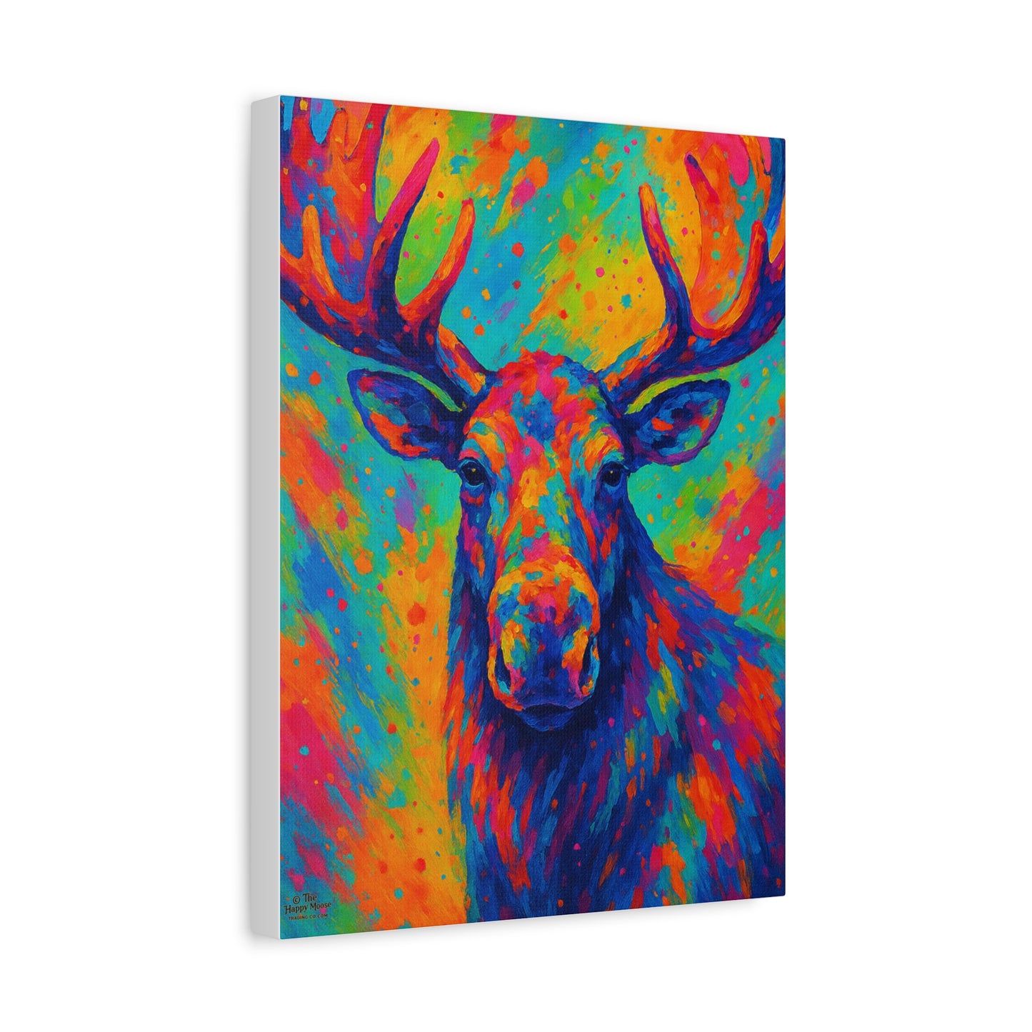 Colorful Moose Wall Art Canvas — Vibrant Wildlife Stretched Matte Canvas