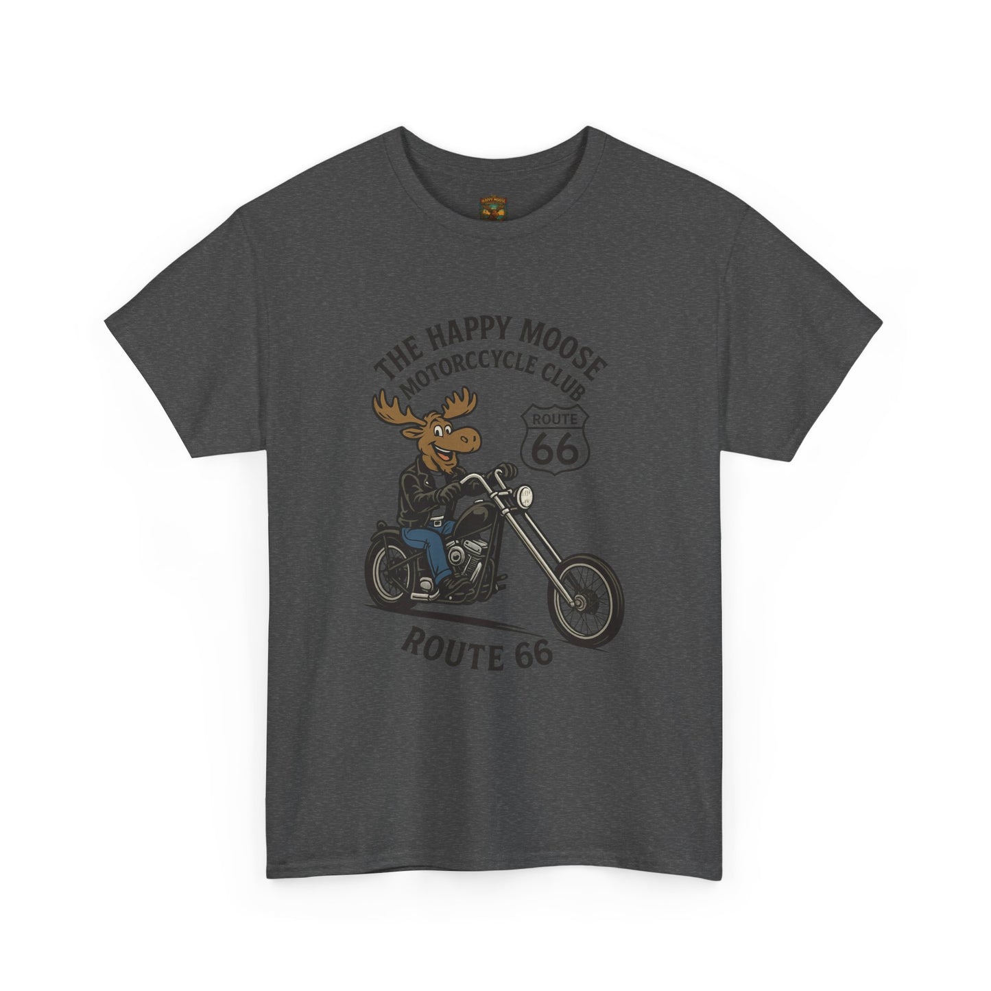 Happy Moose Motorcycle Club Route 66 T-Shirt | Moose Biker Tee