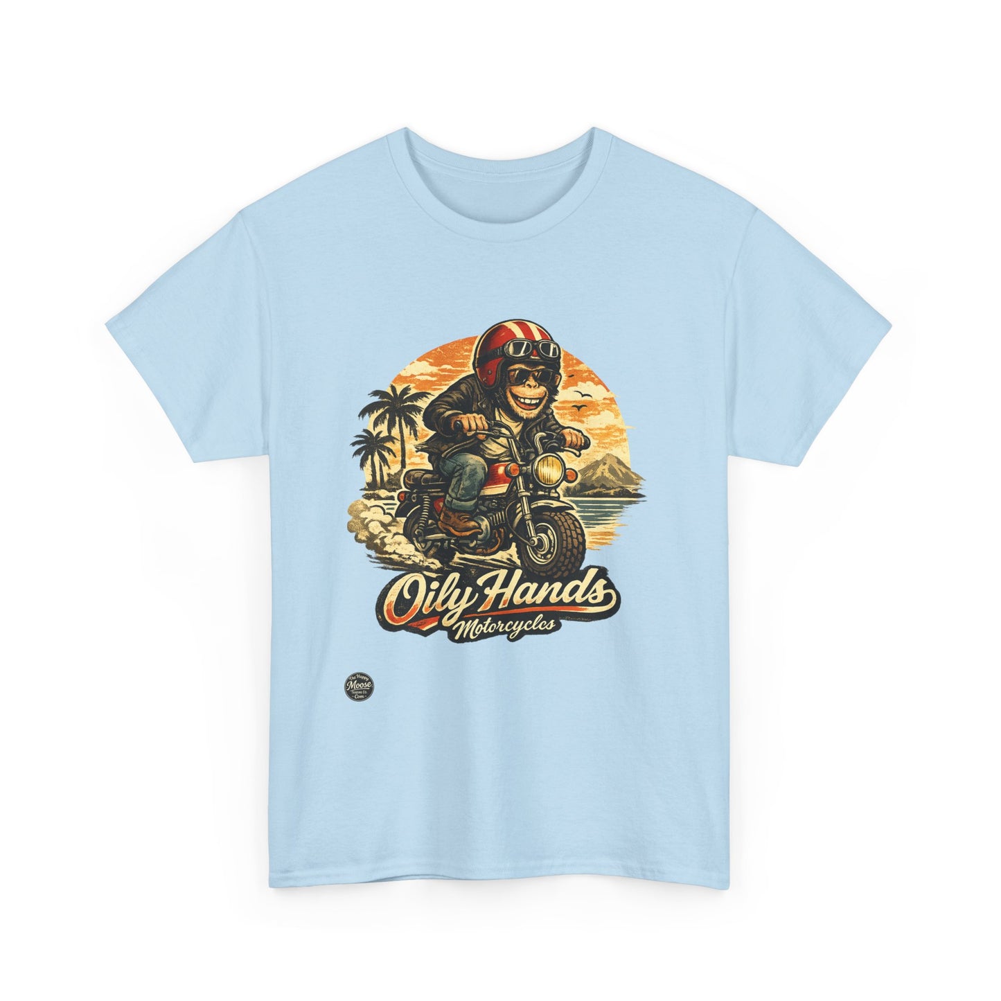 Oily Hands Motorcycle Rider Vintage Monkey Bike Sunset T-Shirt #008 E