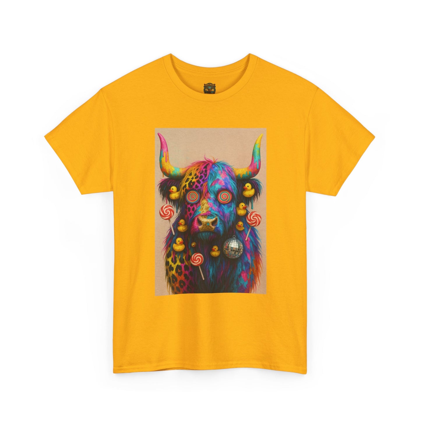 Psychedelic Highland Cow T-Shirt | Retro Rainbow Cow Art 6