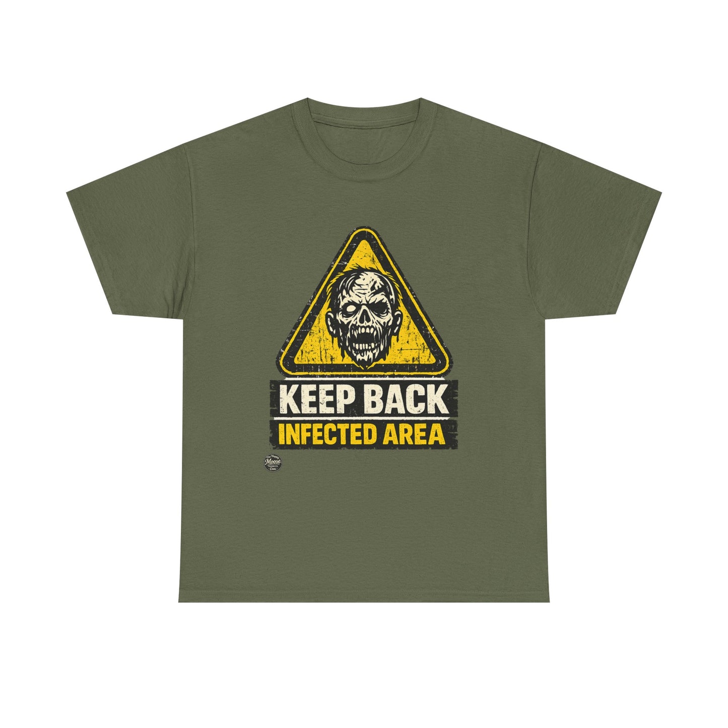 Zombie Warning Tee — "Keep Back Infected Area" Graphic T-Shirt
